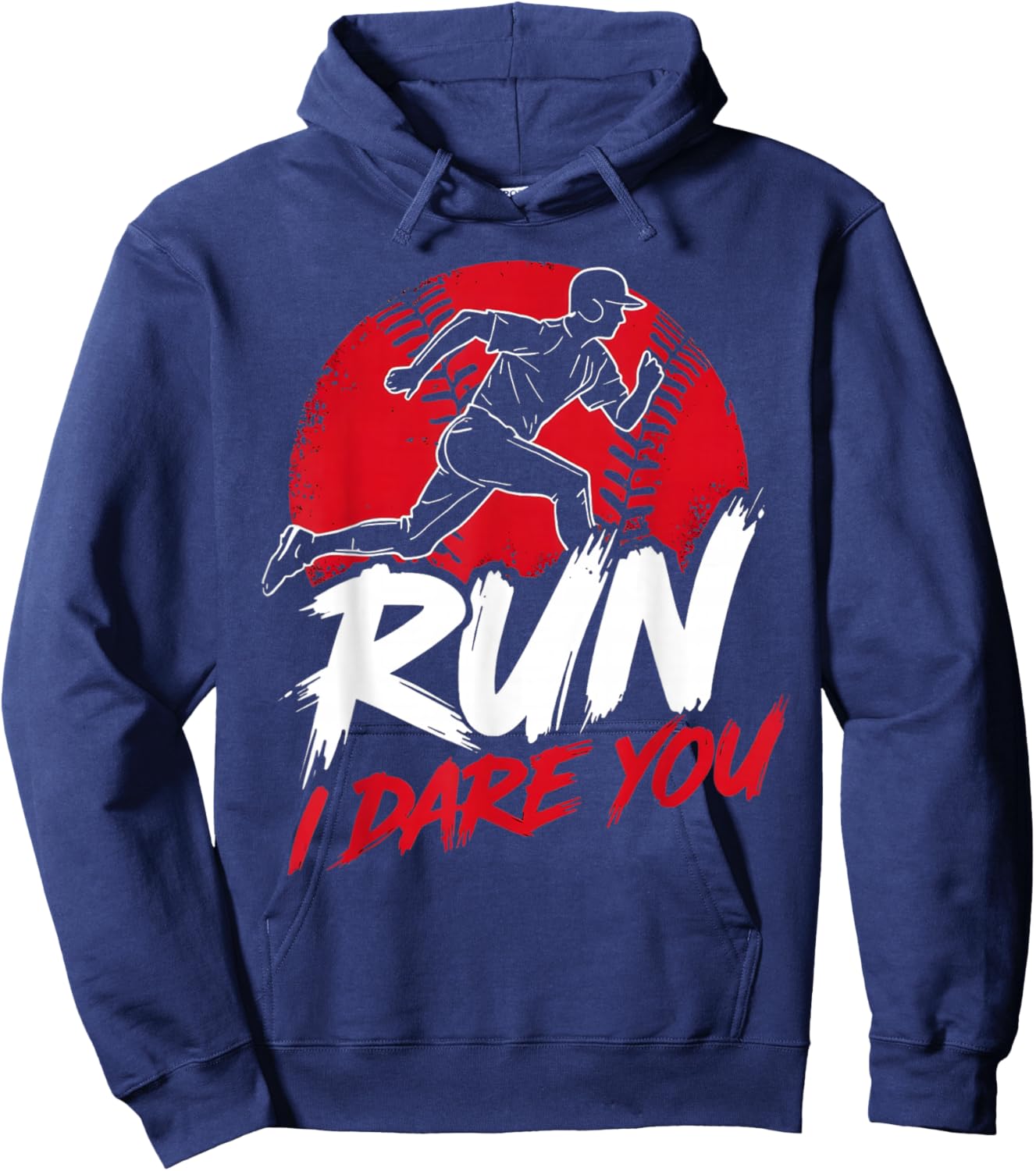 Vintage Humor Baseball Apparel Run I Dare You Hoodie - Hoodie | Navy