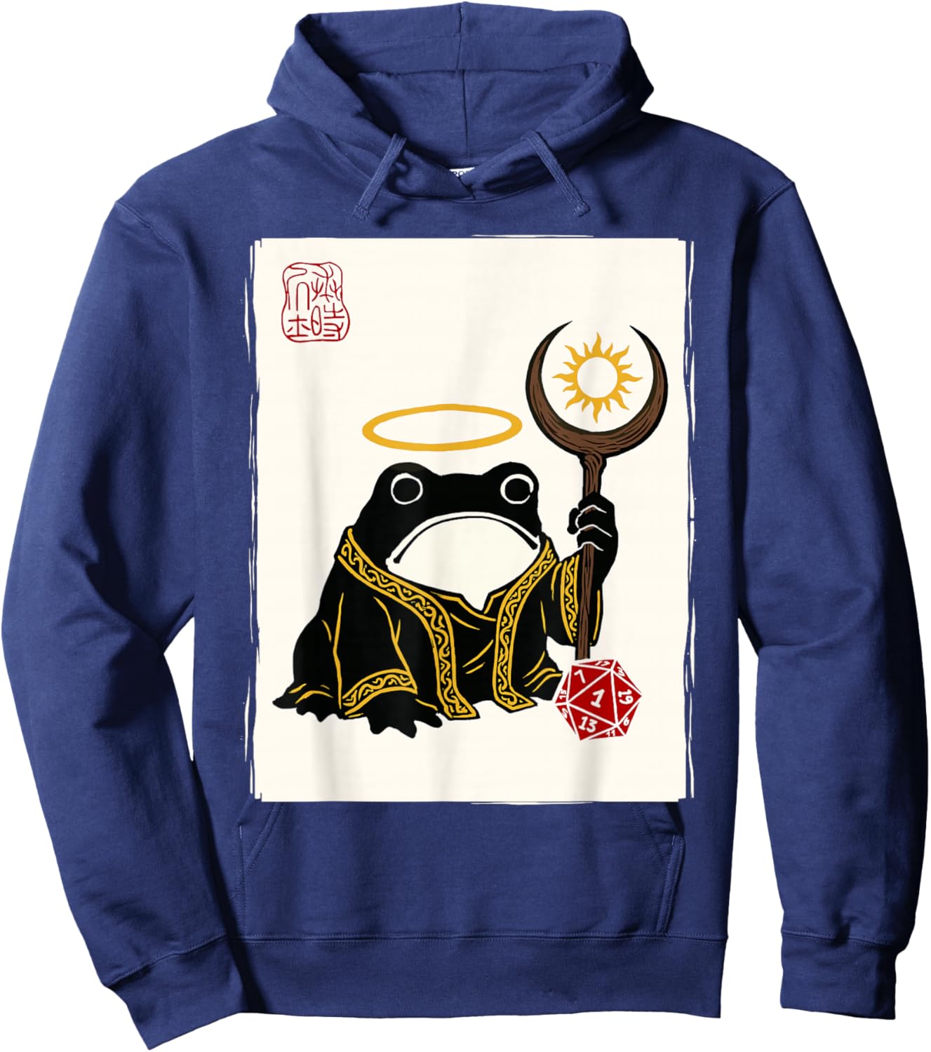 NAT 1 Grumpy Japanese Frog Cleric Funny DND Hoodie - Hoodie | Navy