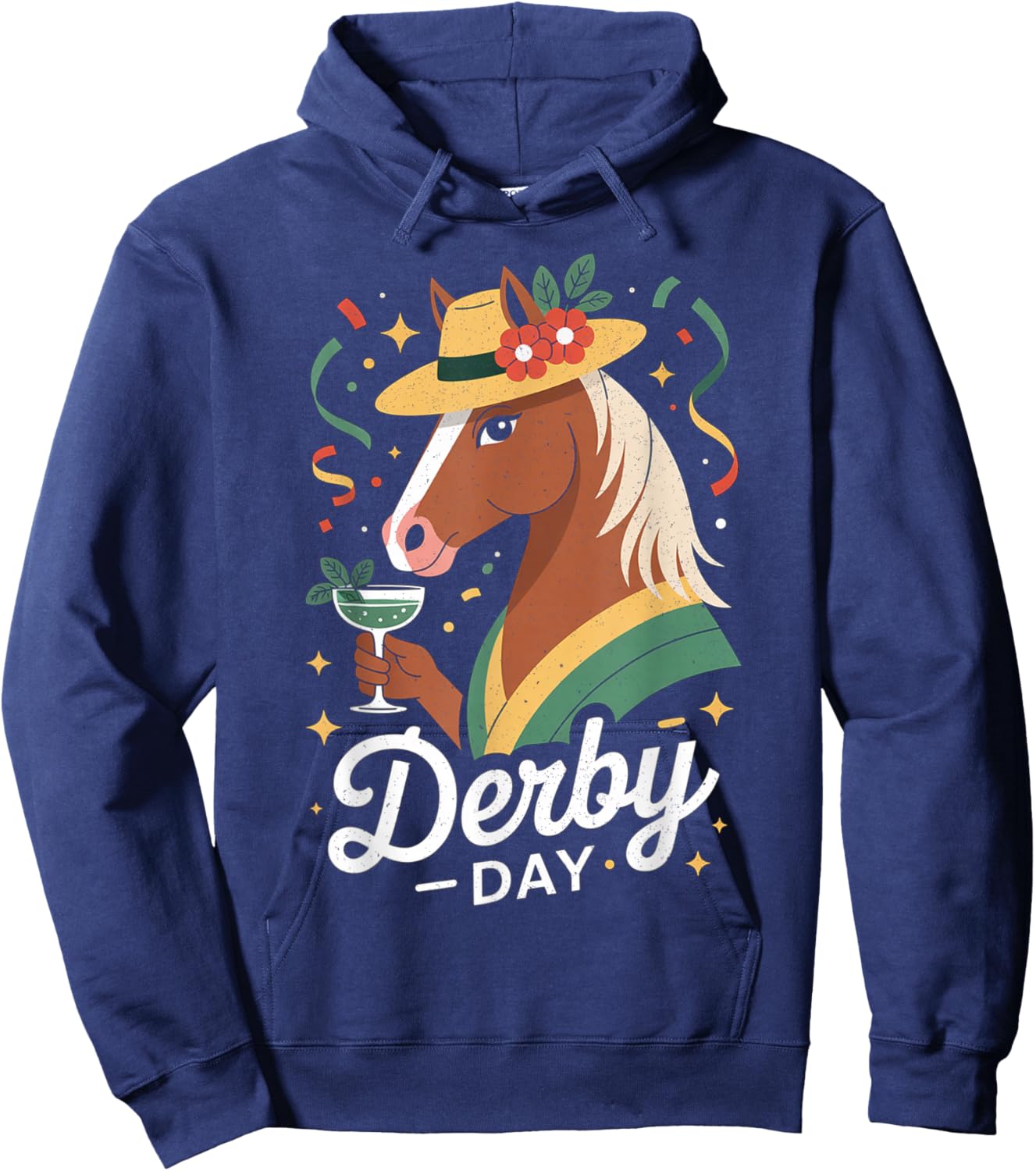 Funny Horse Derby Party Blue Hoodie - Hoodie | Navy