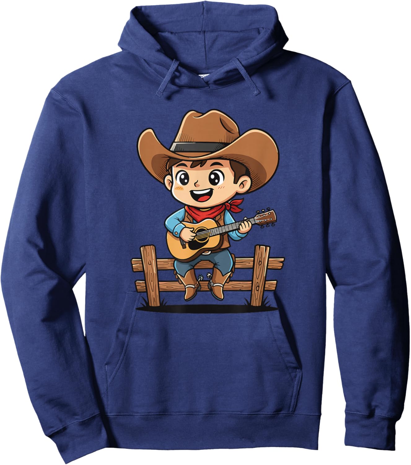 Cute Little Ranch Boy Playing Guitar Cowboy Hoodie - Hoodie | Navy