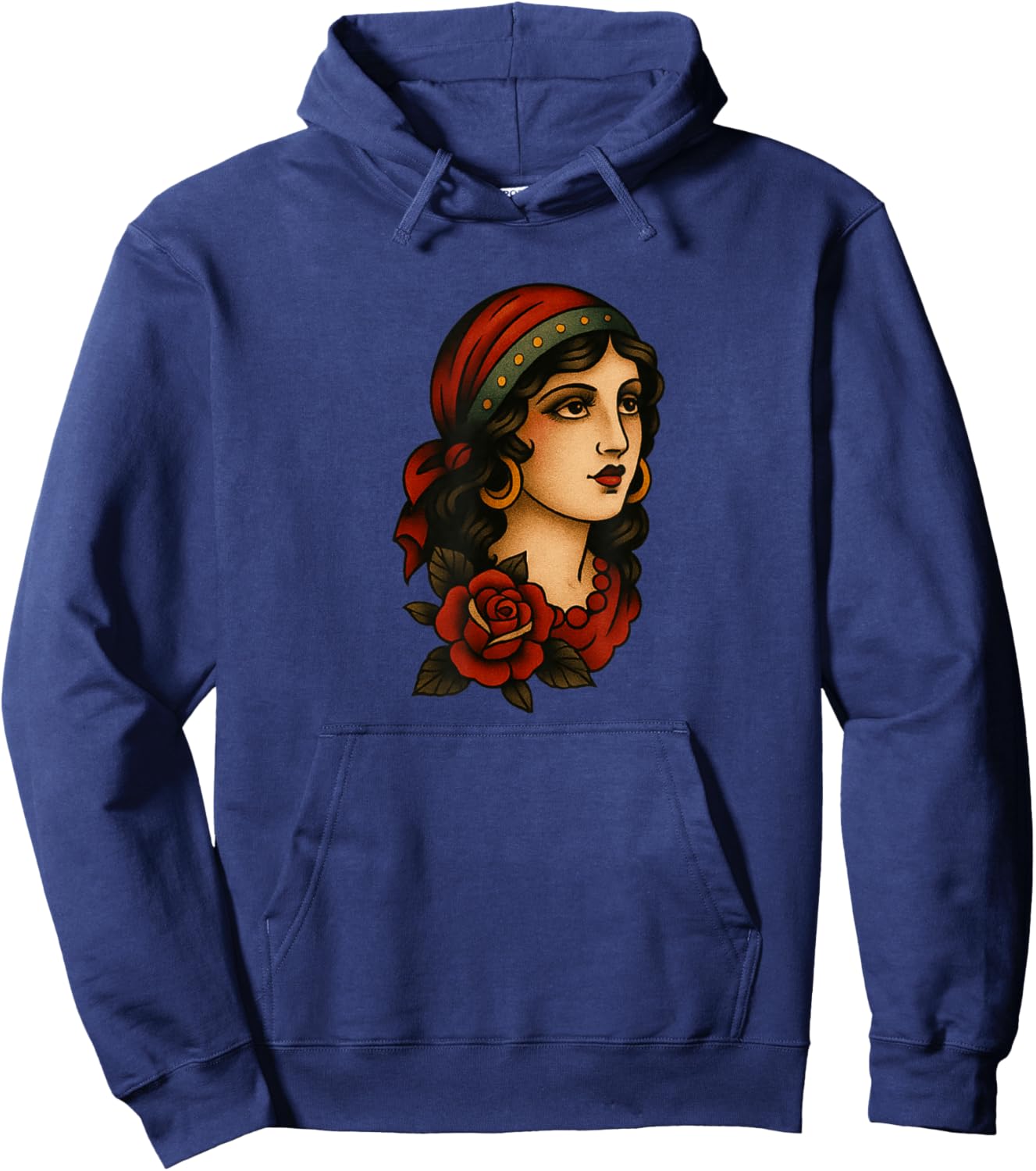 Traditional Vintage Tattoo Woman Design Hoodie - Hoodie | Navy
