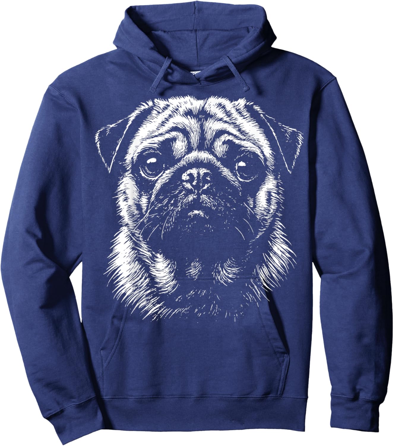 Pug Illustration Hoodie - Hoodie | Navy