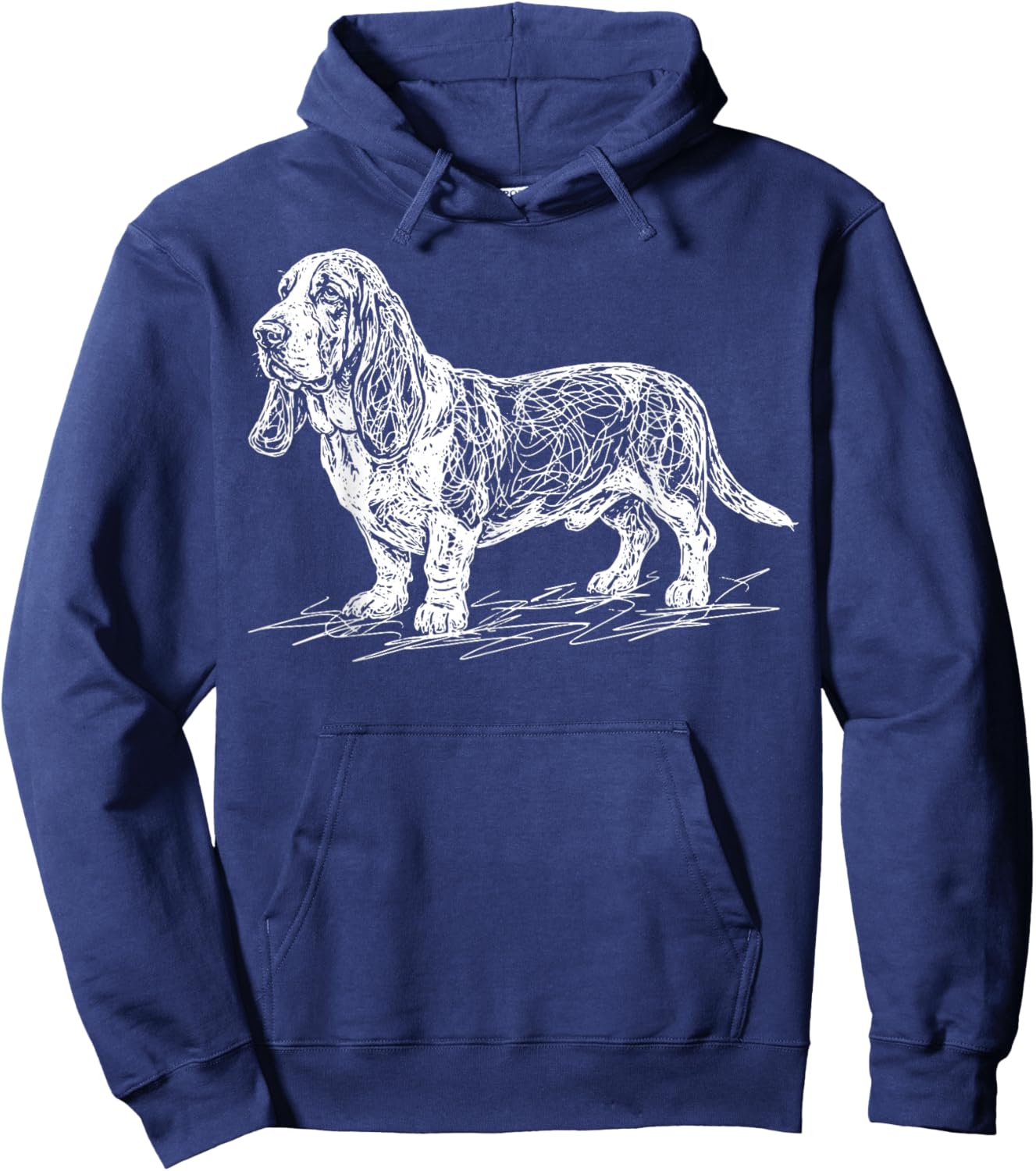 Basset Hound Line Art Hoodie - Hoodie | Navy
