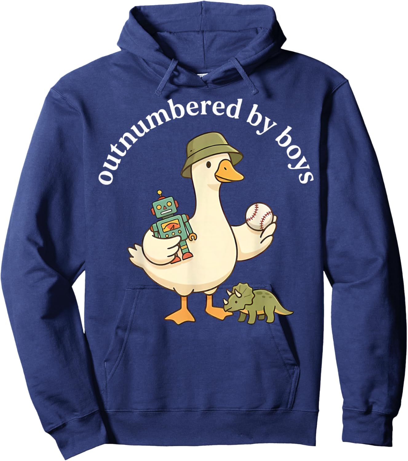 Outnumbered By Boys Funny Mom Goose Family Life Hoodie - Hoodie | Navy