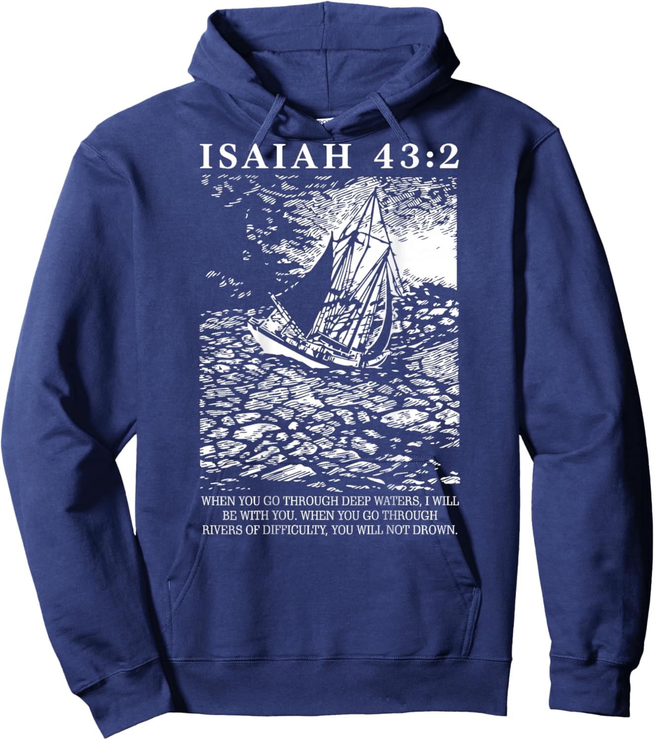 Isaiah 43 2 Christian Bible Verse (On Back) Hoodie - Hoodie | Navy