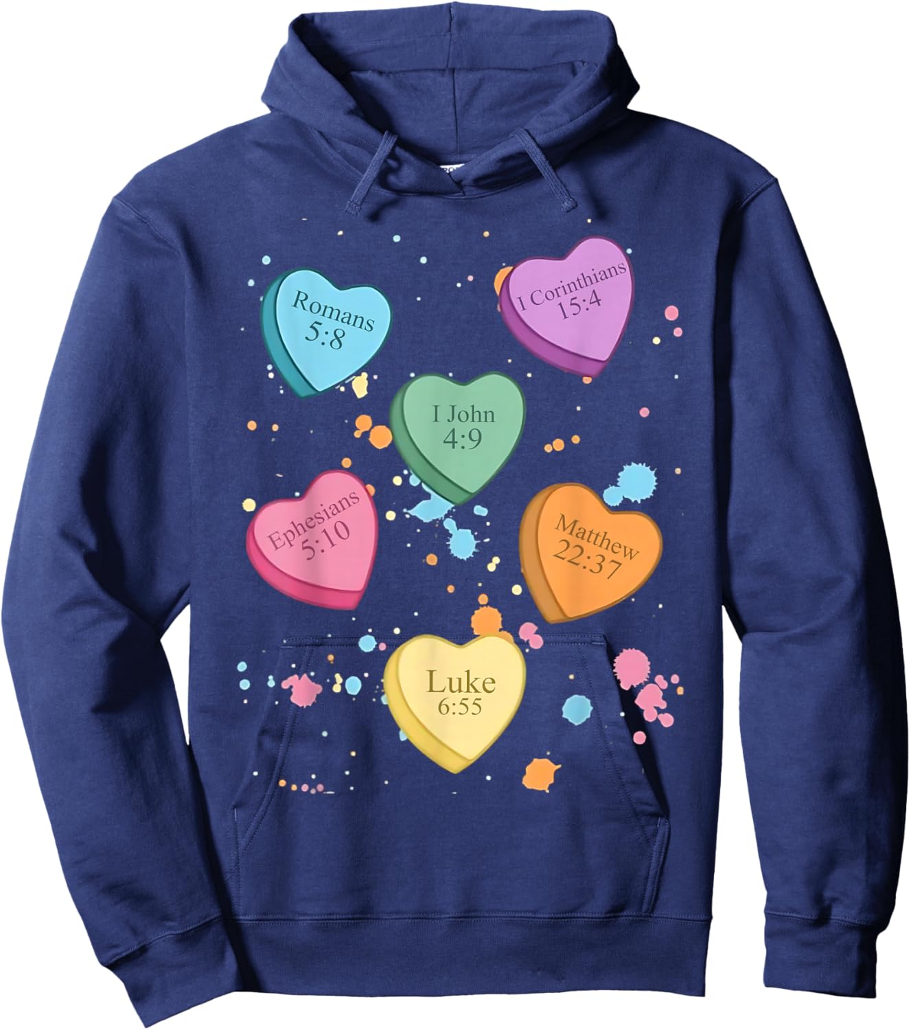 Women Christian Valentine Candy Heart Bible Hoodie - Hoodie | Navy