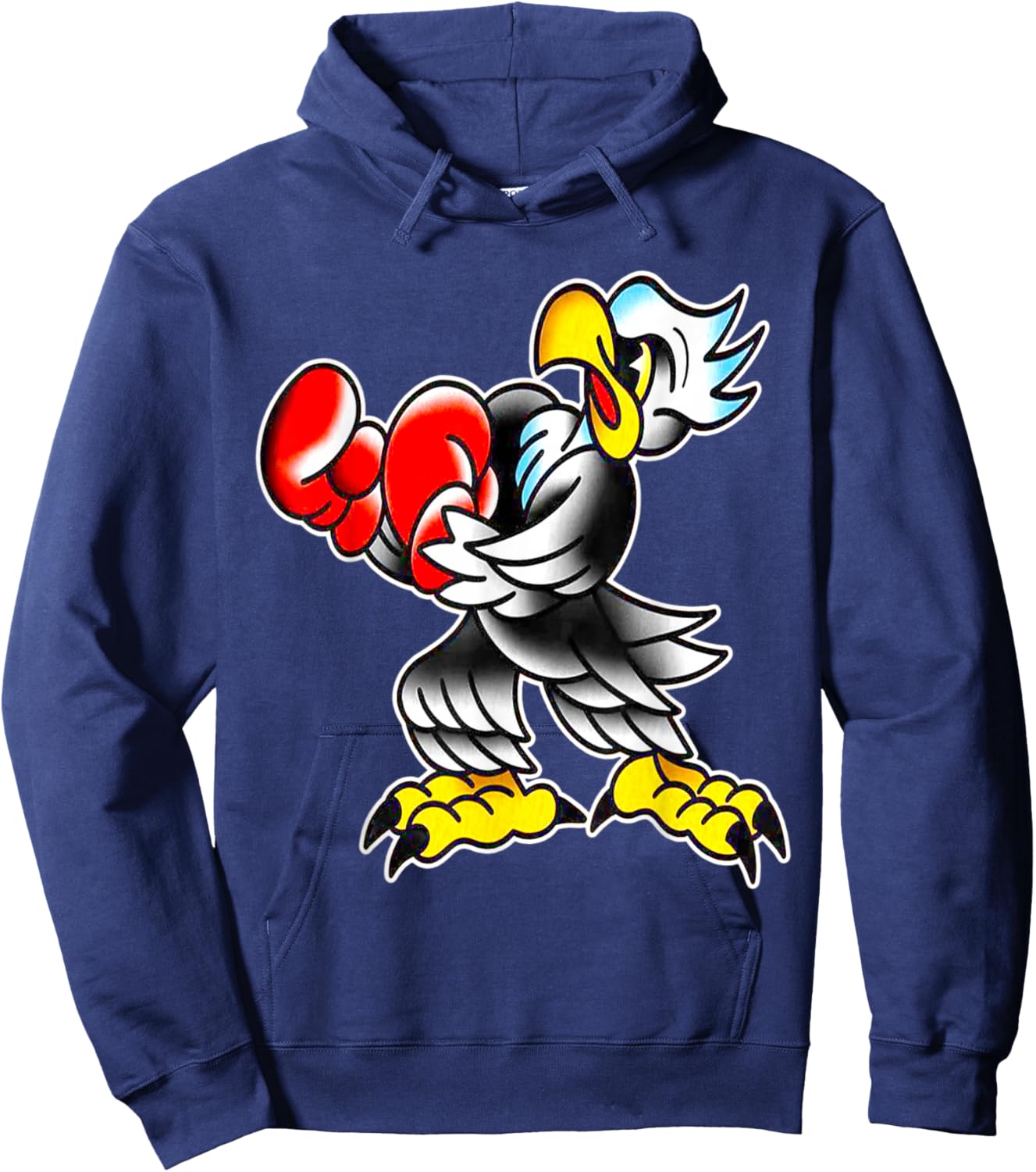 Bald Eagle Boxer Old School Tattoo Flash Hoodie - Hoodie | Navy