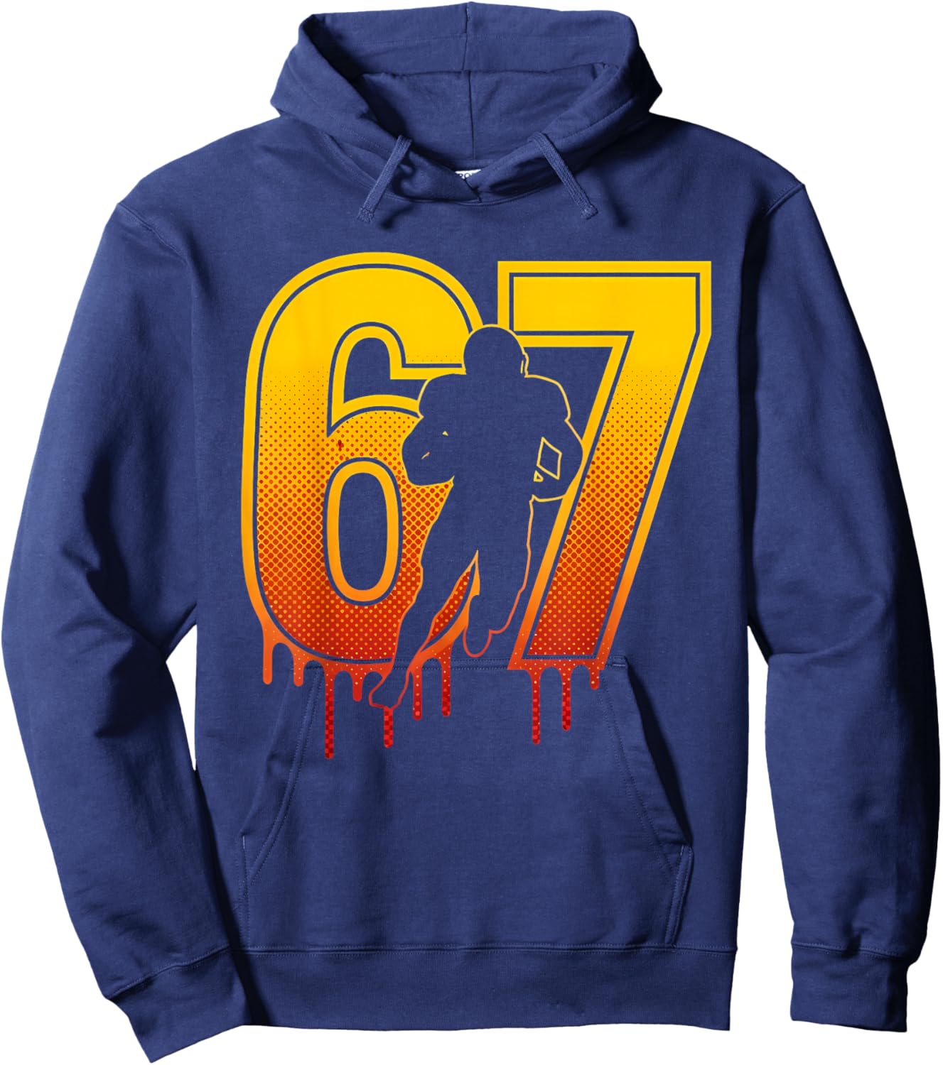 Football Drip Number 67 Football Player Hoodie - Hoodie | Navy