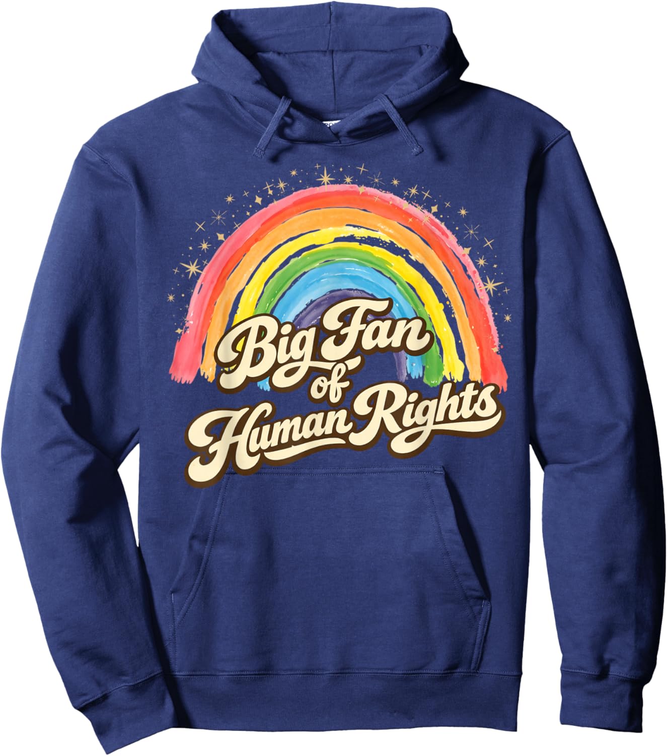 Big Fan of Human Rights - Retro Rainbow Hoodie - Hoodie | Navy