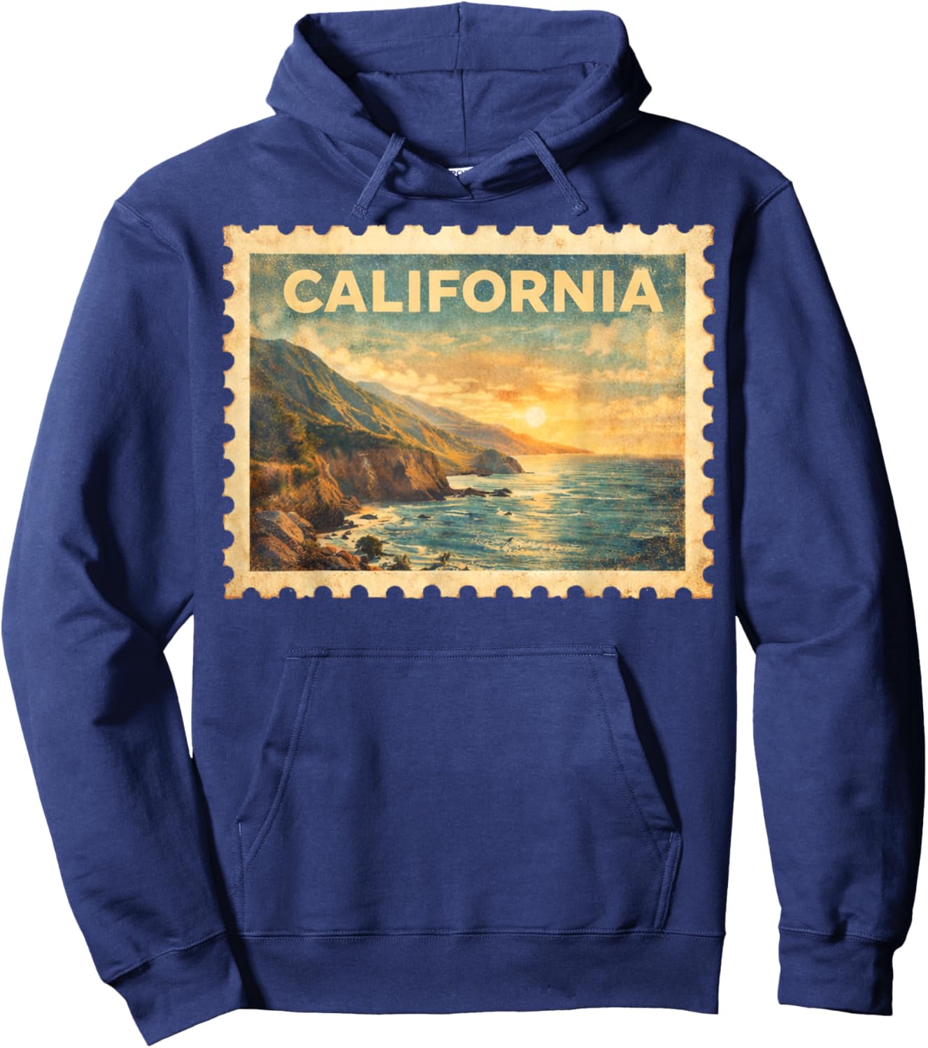 Vintage California Retro Travel Stamp Art Hoodie - Hoodie | Navy