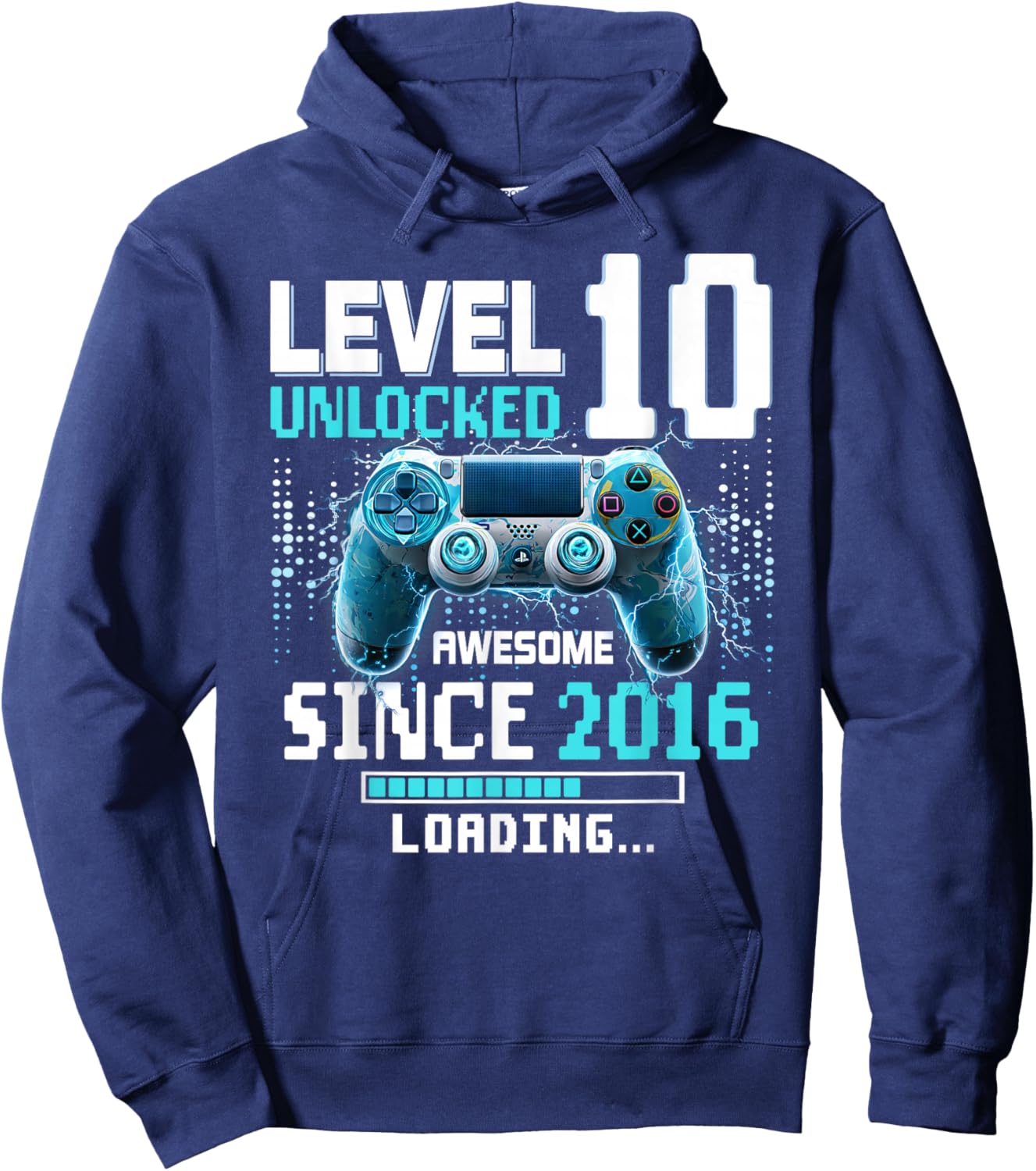 Level 10 Unlocked 10th Video Gaming Birthday Hoodie - Hoodie | Navy