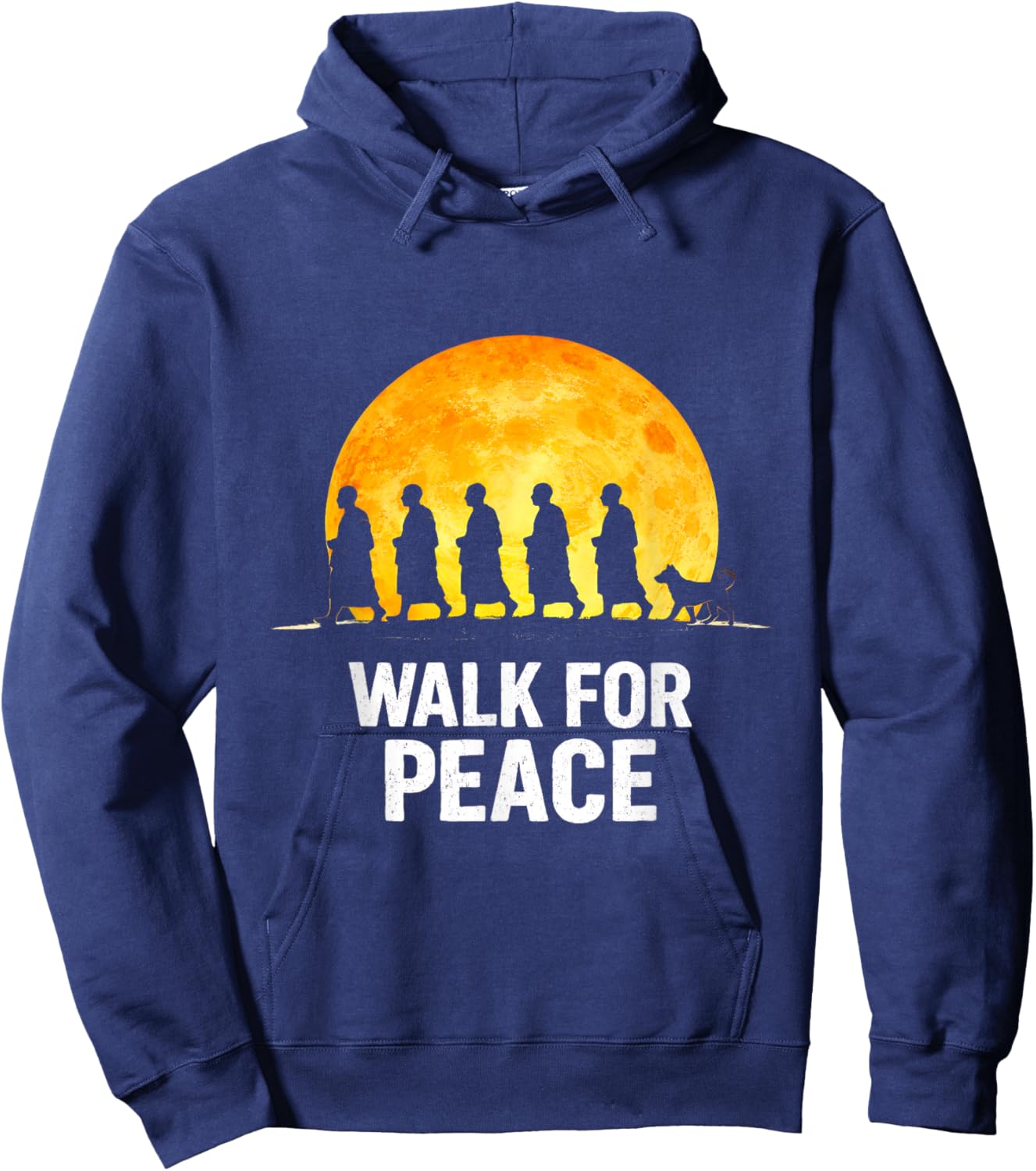Walk for Aloka Peace Walking Monks Zen Art Hoodie - Hoodie | Navy