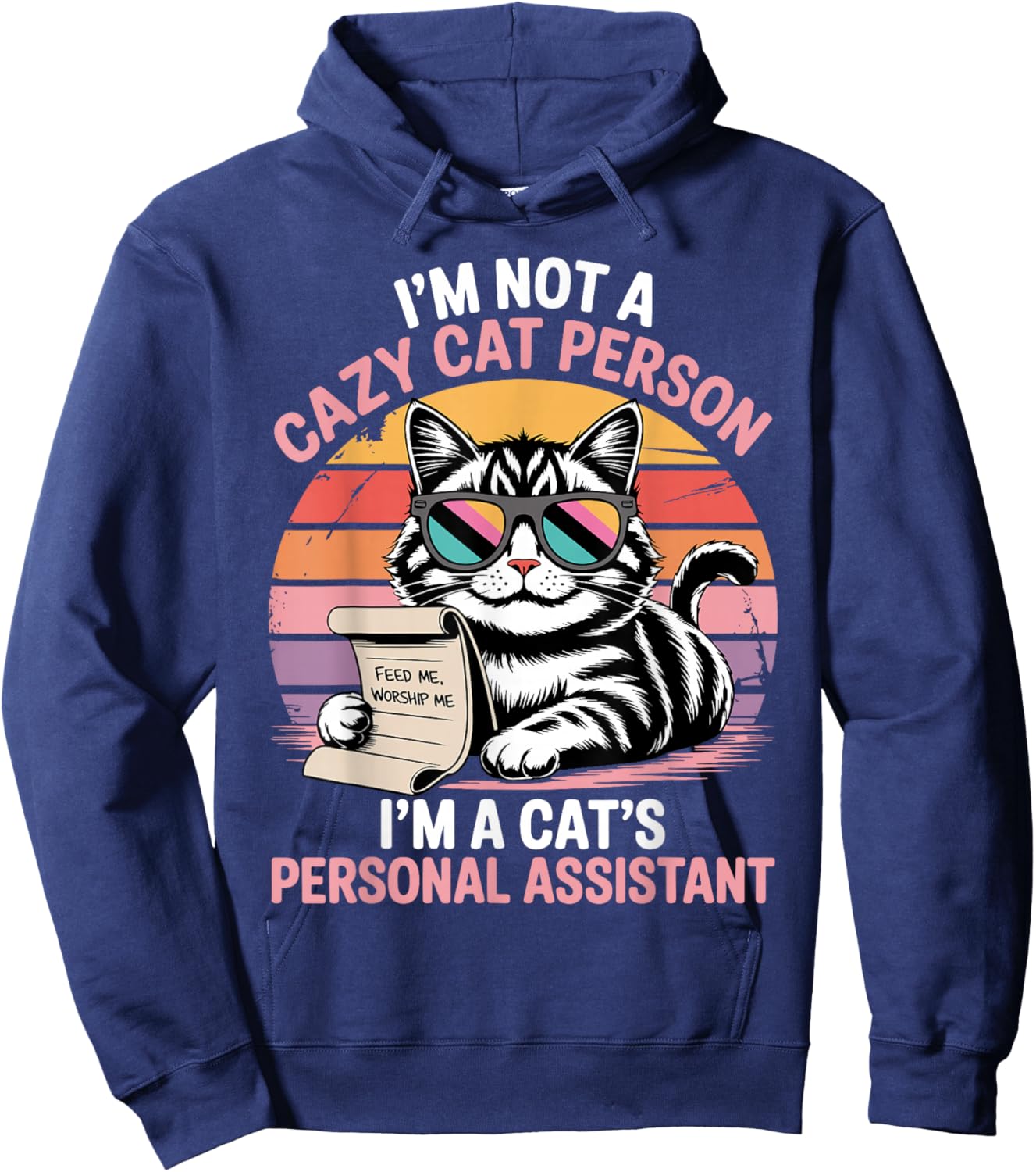 Vintage Cat Lover or Cat Person Funny Cat Lady Hoodie - Hoodie | Navy