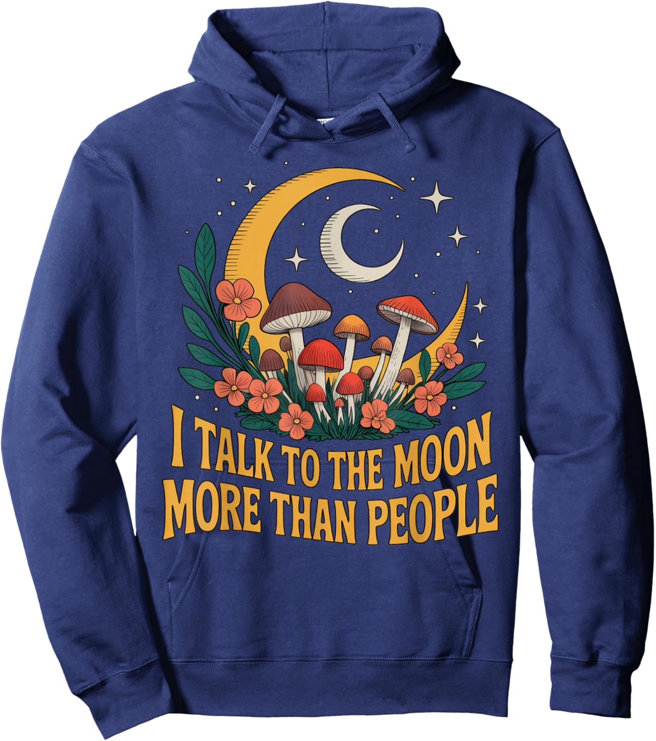Talk to The Moon Witchcraft Moon Goth Occult Hoodie - Hoodie | Navy