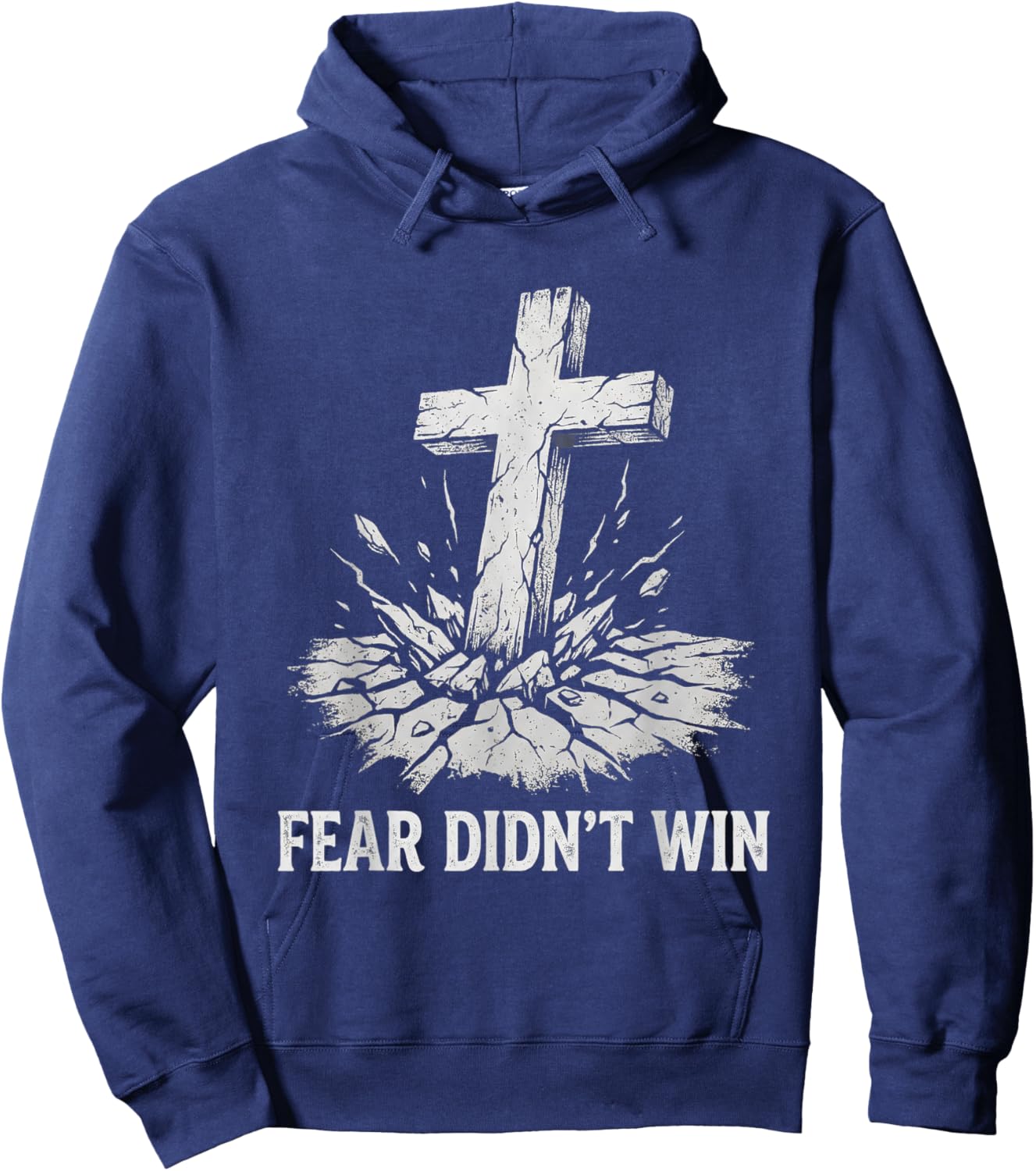 Fear Didn't Win Christian Faith Message Hoodie - Hoodie | Navy