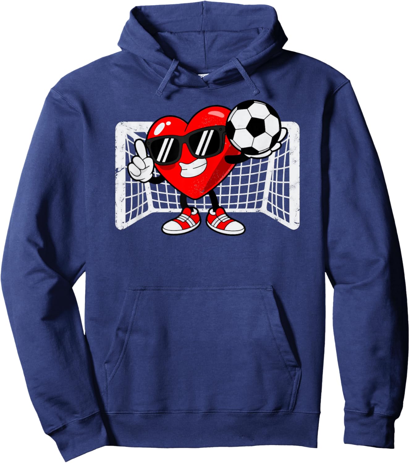 Valentine Soccer Heart Football Hoodie - Hoodie | Navy