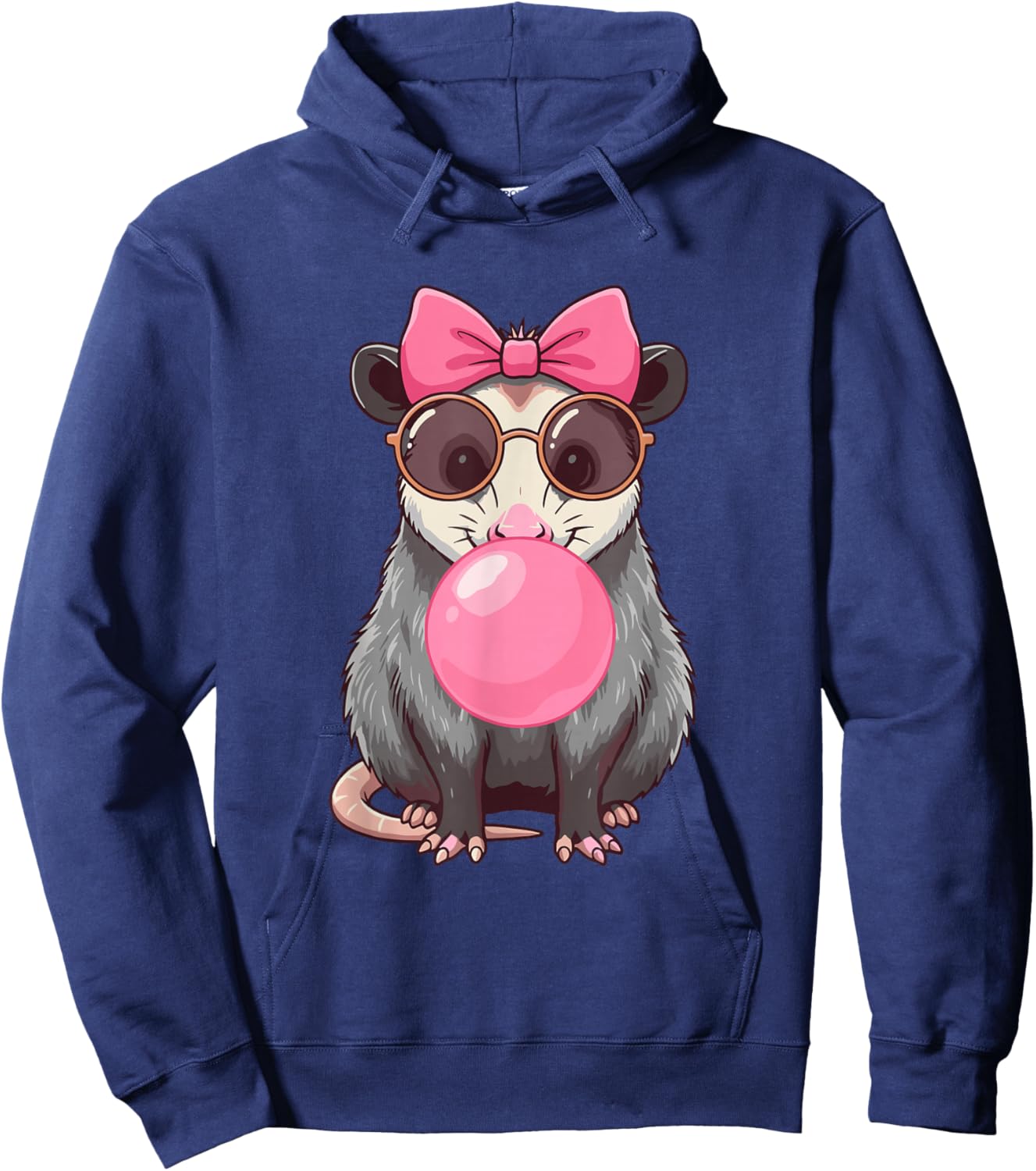 Cool Opossum Bubble Gum Women Girls Boys Hoodie - Hoodie | Navy