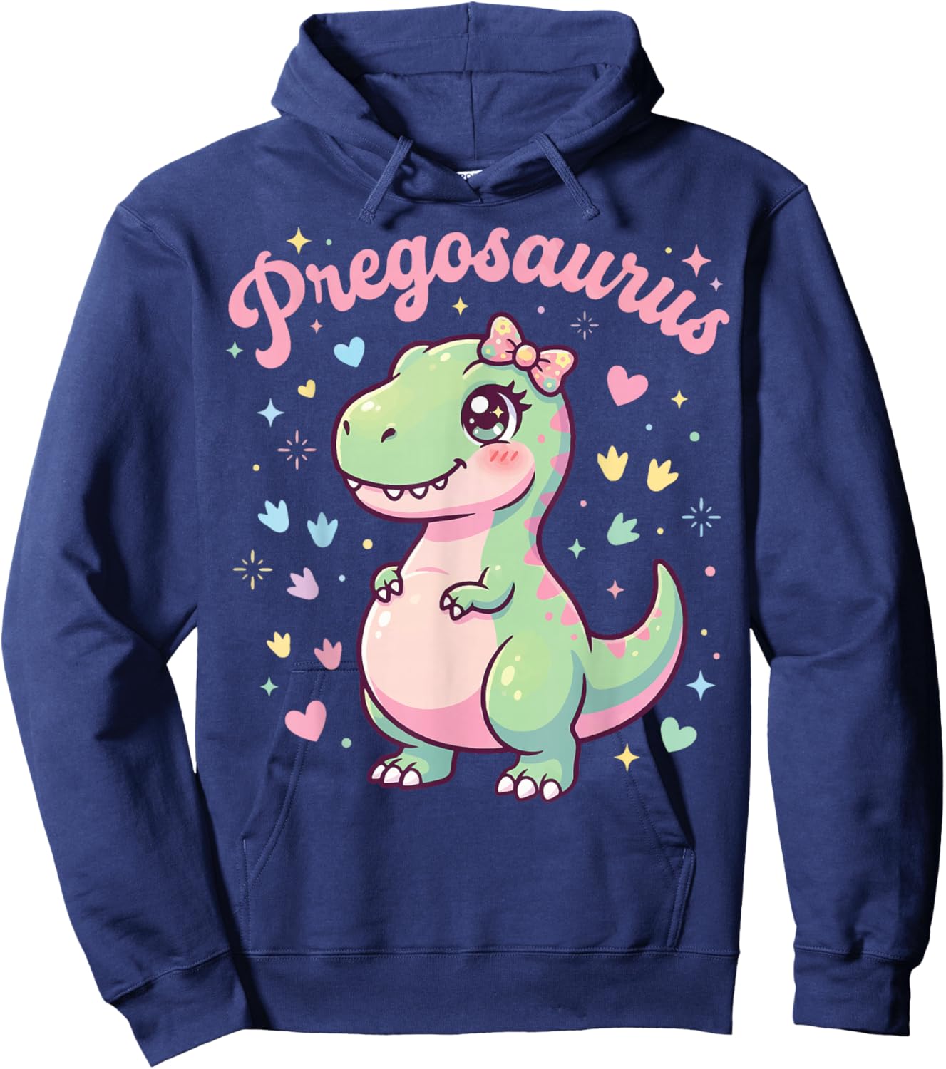 Pregosaurus Pregnant Mom Dinosaur Hoodie - Hoodie | Navy