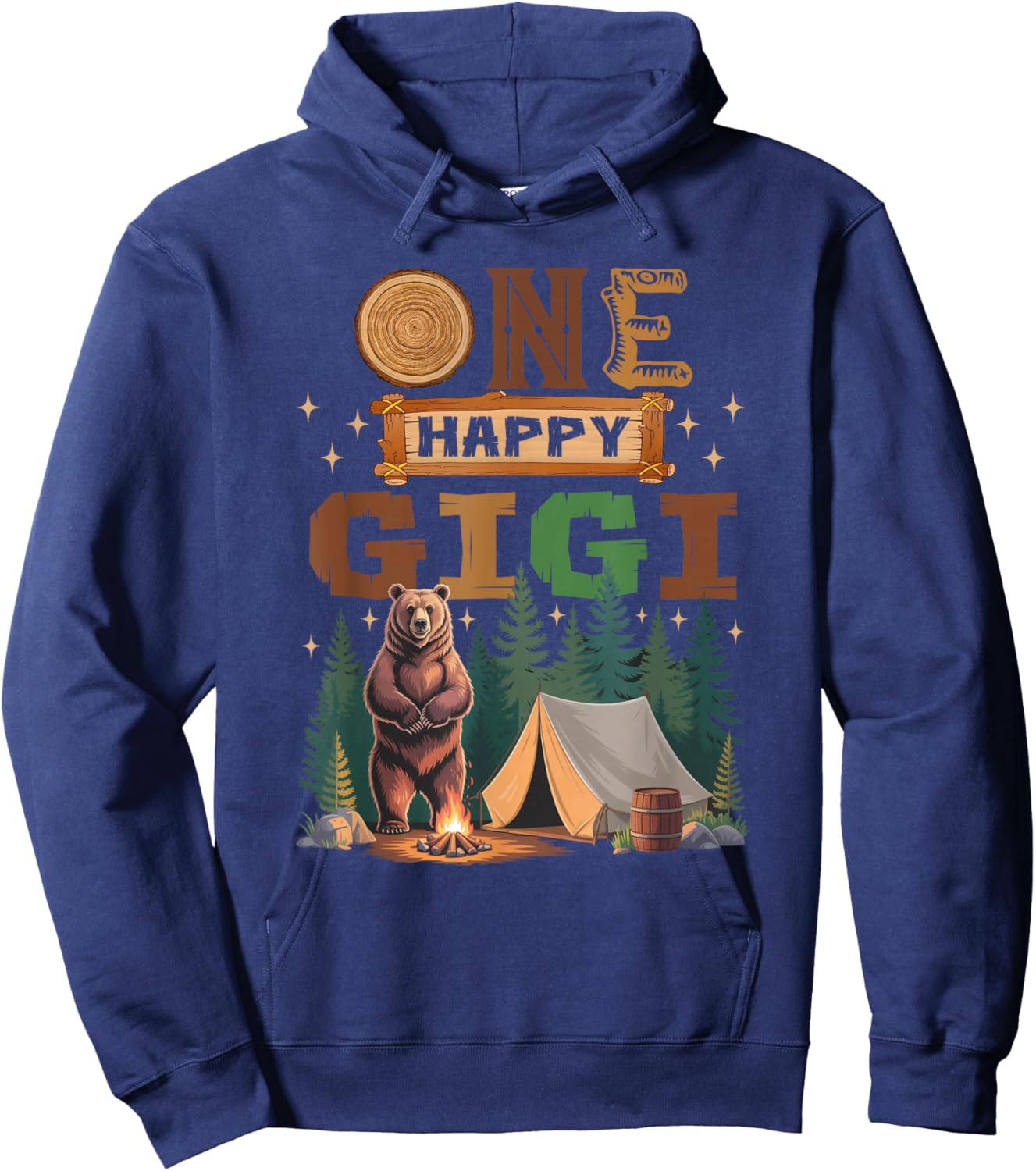 One Happy Gigi Camper 1St Birthday Camping Bear Hoodie - Hoodie | Navy