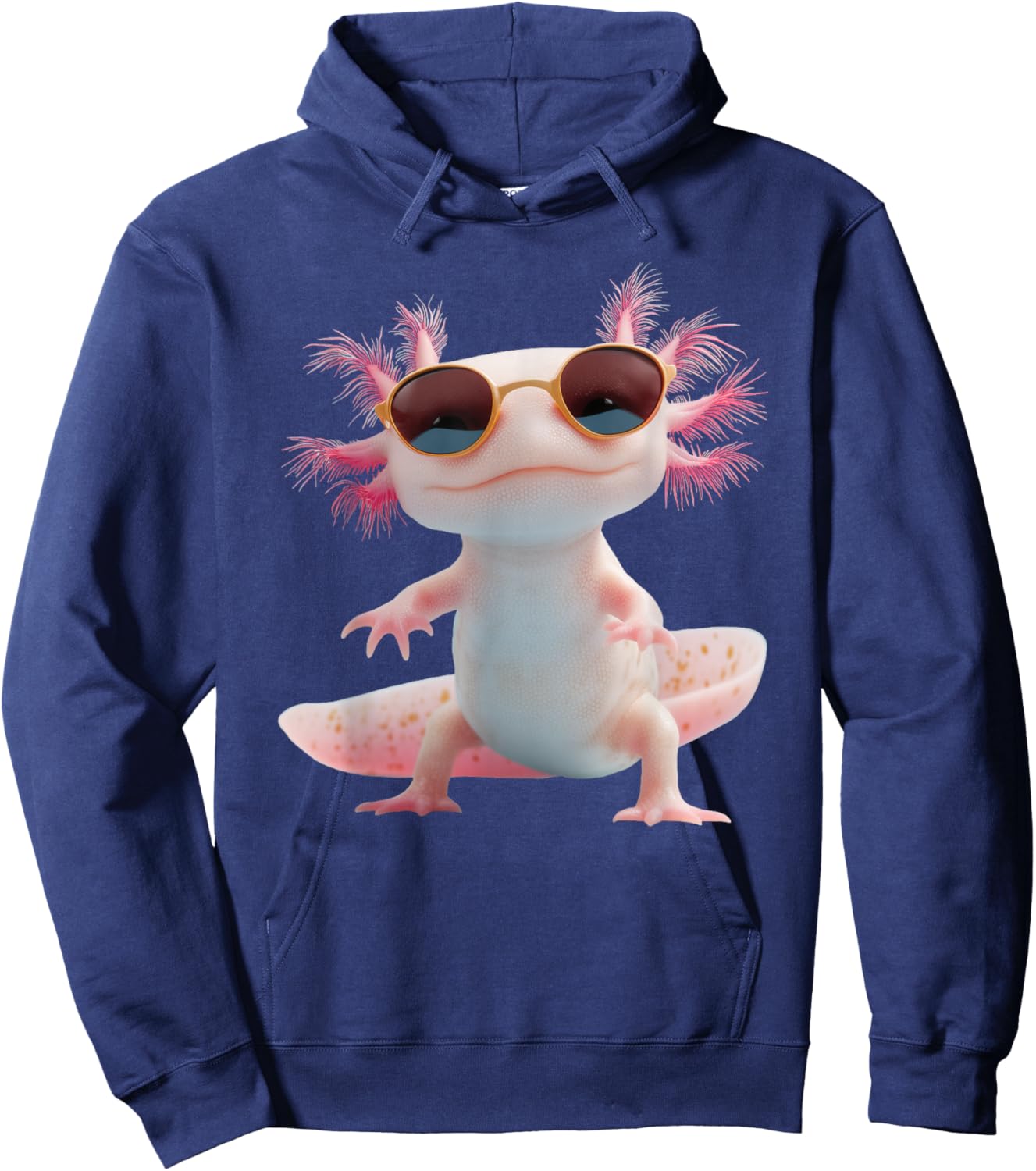 Axolotl Wearing Sunglasses Kawaii Funny Graphic Hoodie - Hoodie | Navy