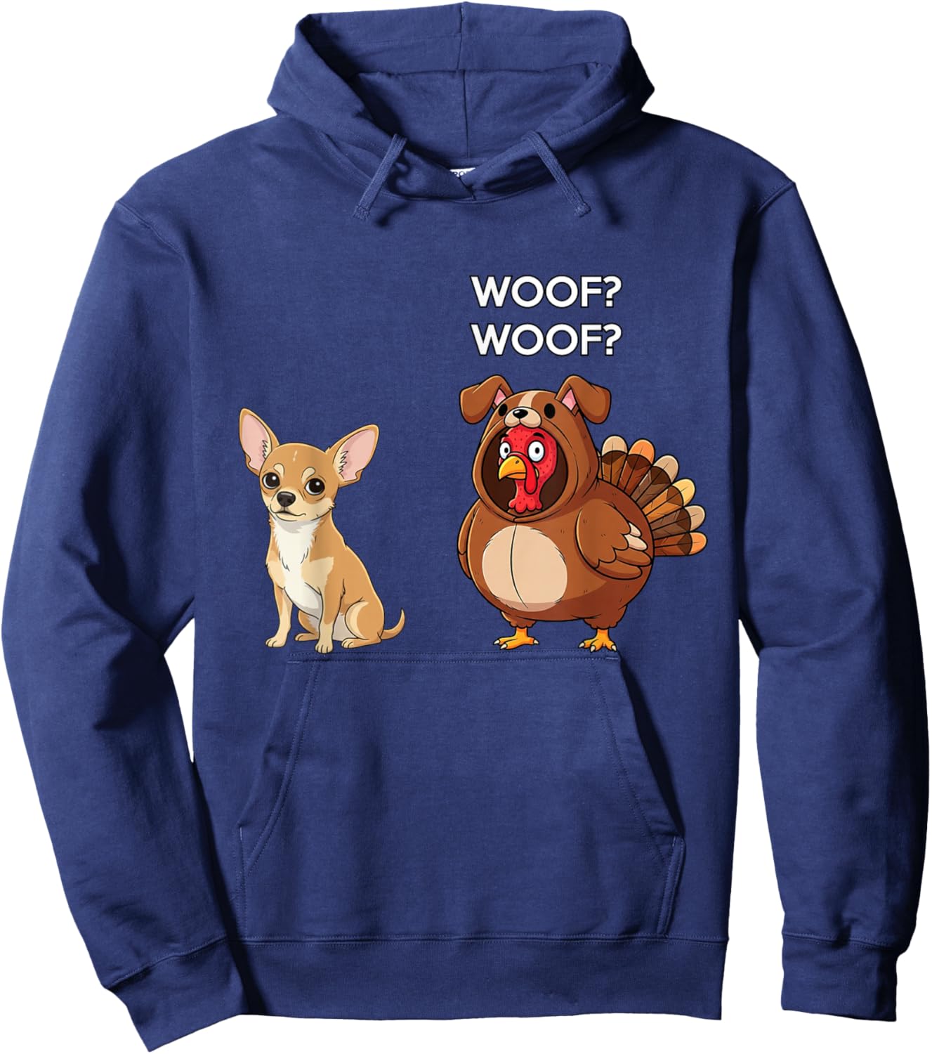 Funny Thanksgiving Chihuahua and Turkey Hoodie - Hoodie | Navy