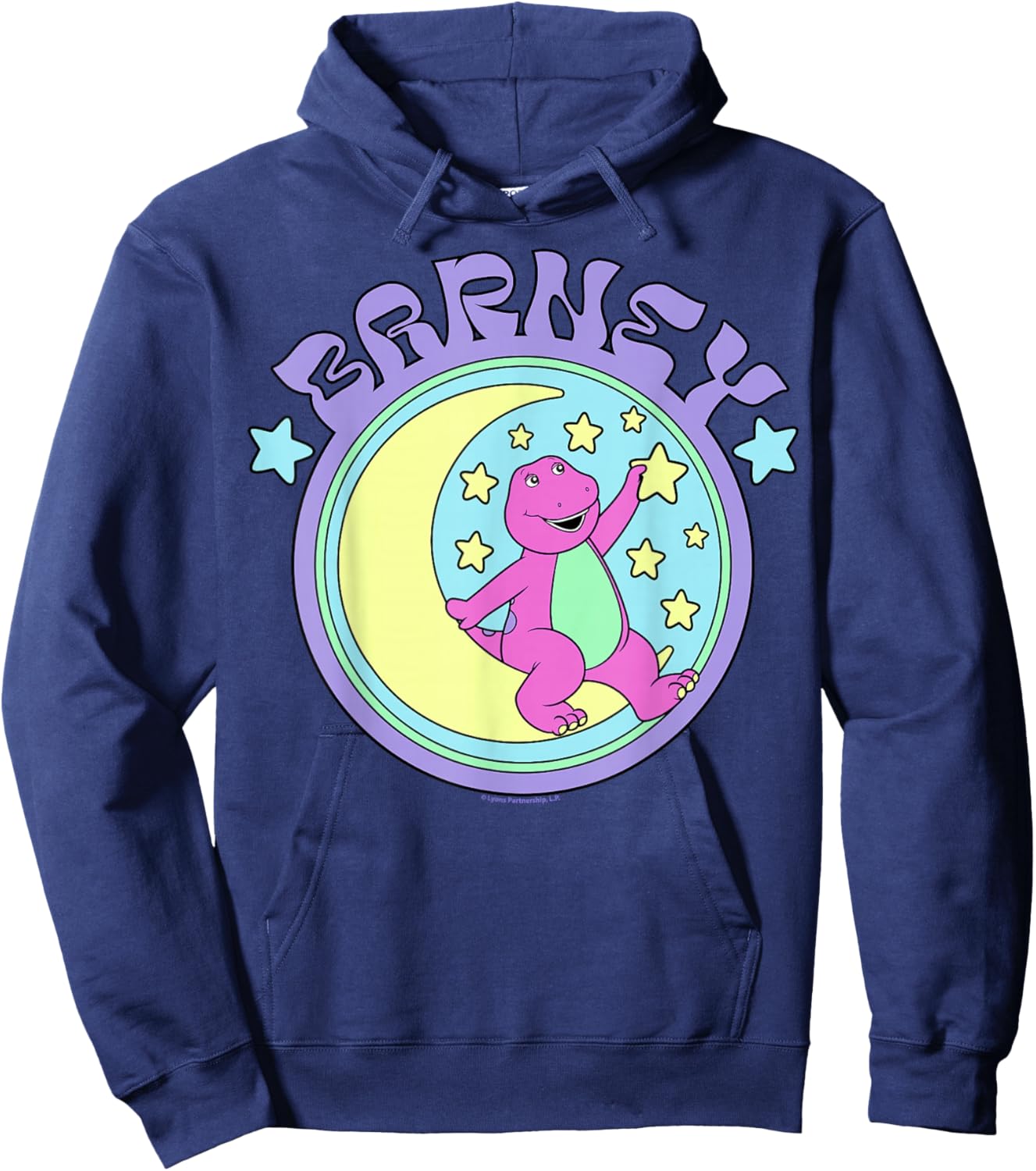 Barney Sitting on Crescent Moon Starry Sky Hoodie - Hoodie | Navy