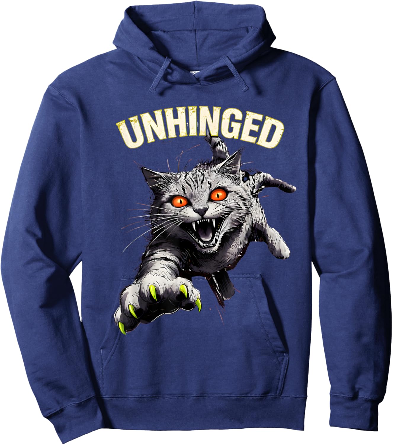Unhinged Feral Cat Chaos Design Hoodie - Hoodie | Navy