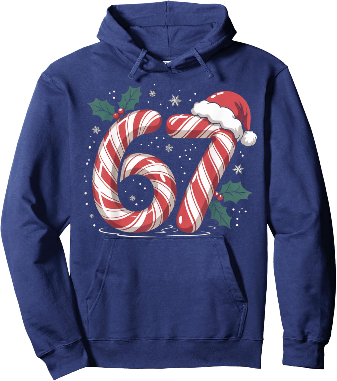 Christmas Candy Cane 67 Meme Funny Boys Girls Hoodie - Hoodie | Navy