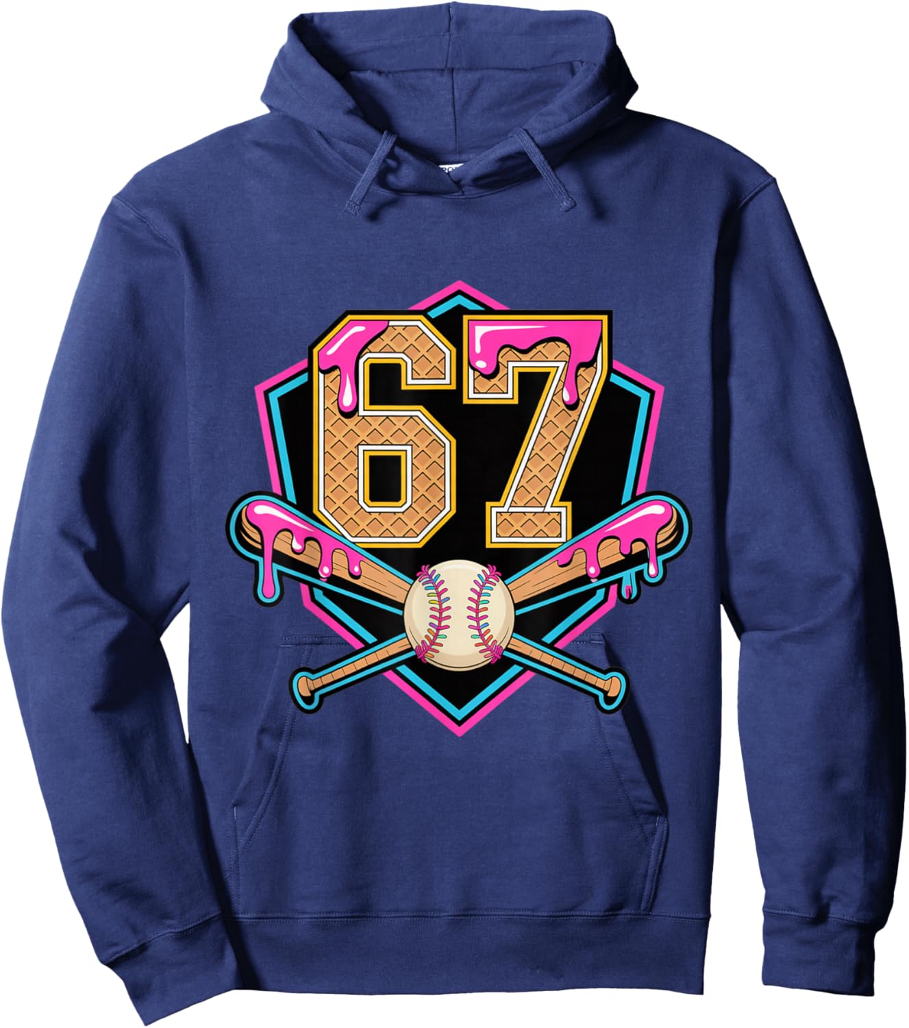 Baseball Drip Number 67 Player Or 67th Birthday Hoodie - Hoodie | Navy