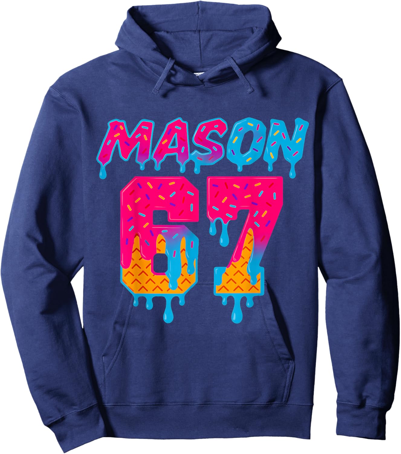 Six Seven Ice Cream Drip Sport 67 Mason Meme Hoodie - Hoodie | Navy