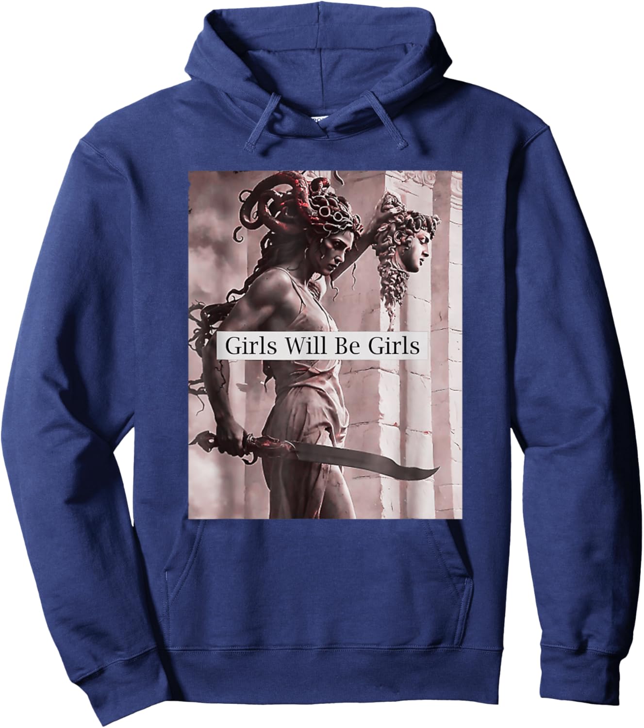 Girl Will Be Girls Medusa Feminist Women Hoodie - Hoodie | Navy