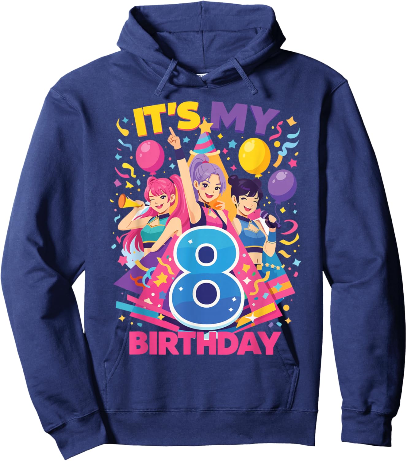 8 Years Old K-Pop Birthday Fun Design Hoodie - Hoodie | Navy