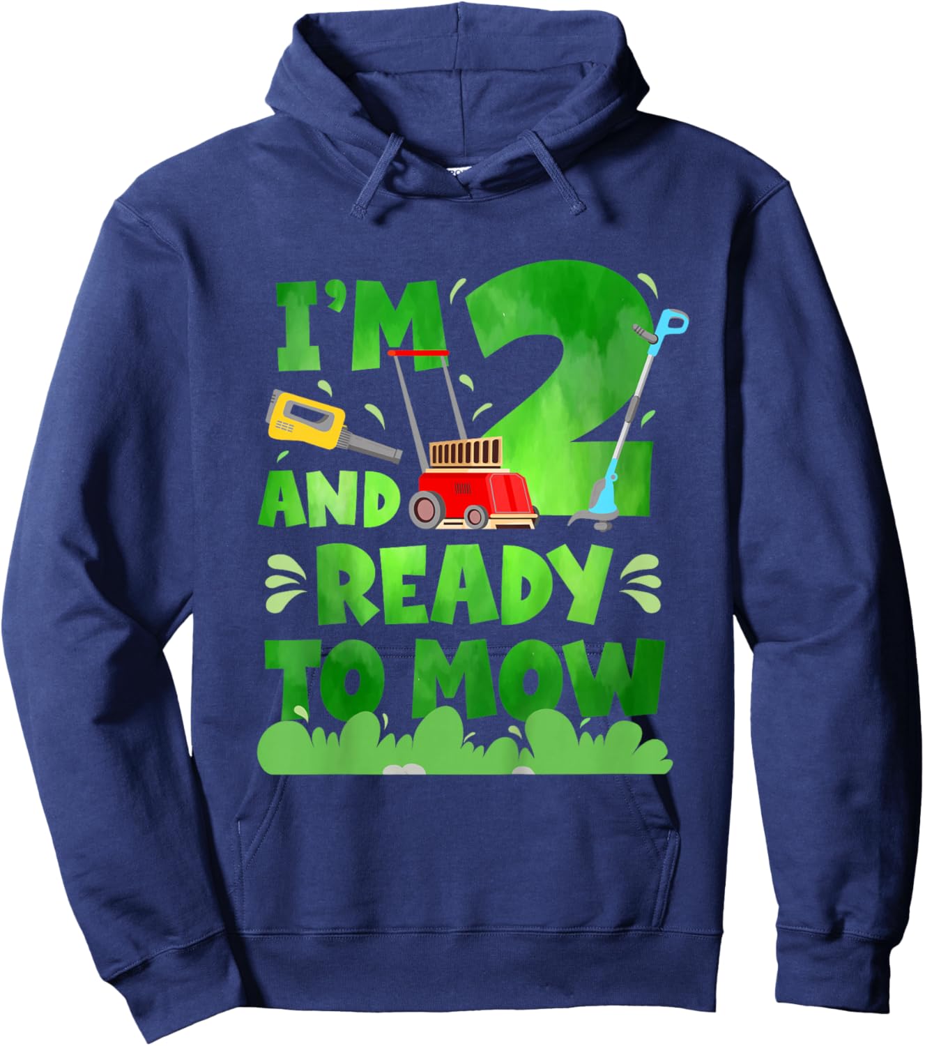 2nd Lawn Mowing Birthday 2 Year Old Lawn Mower Hoodie - Hoodie | Navy