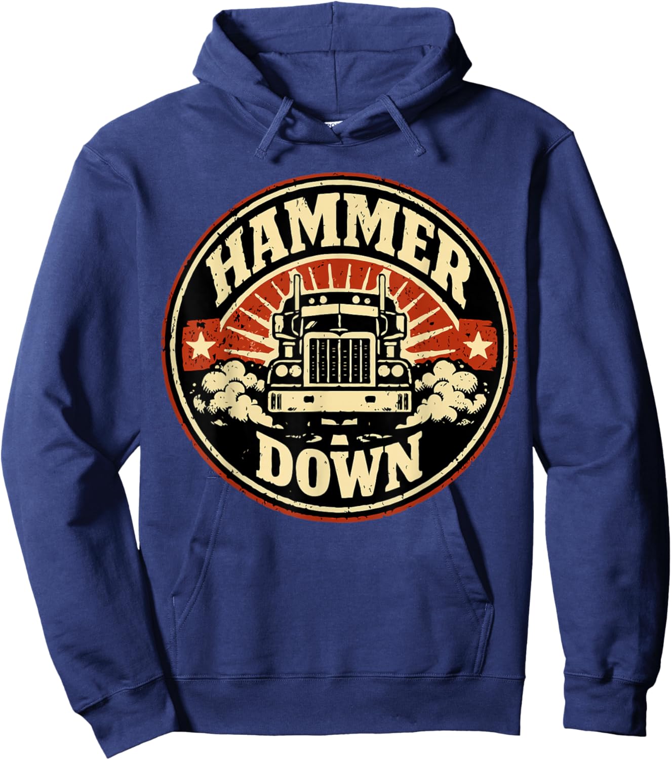 Hammer Down Trucker Power Graphic Design Hoodie - Hoodie | Navy