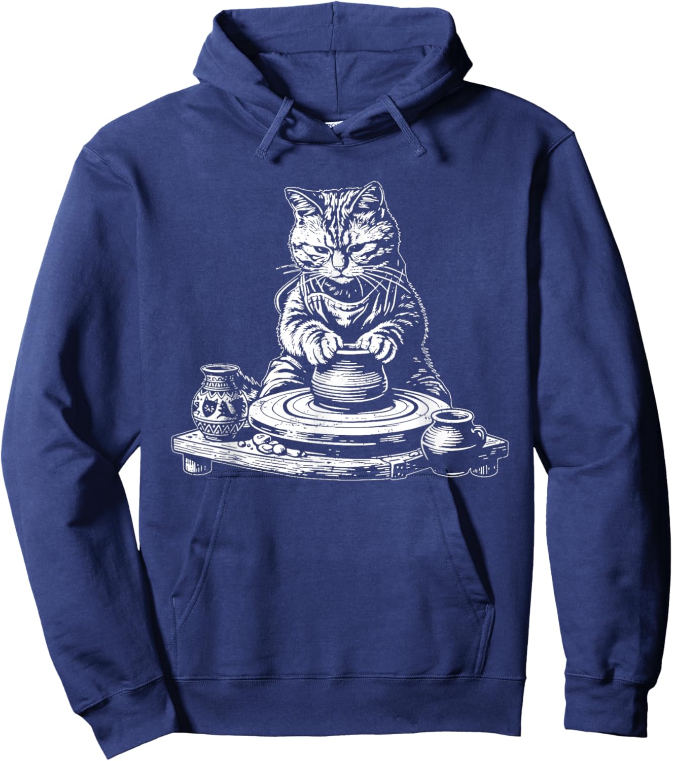 Vintage Retro Cat Pottery Funny Hoodie - Hoodie | Navy