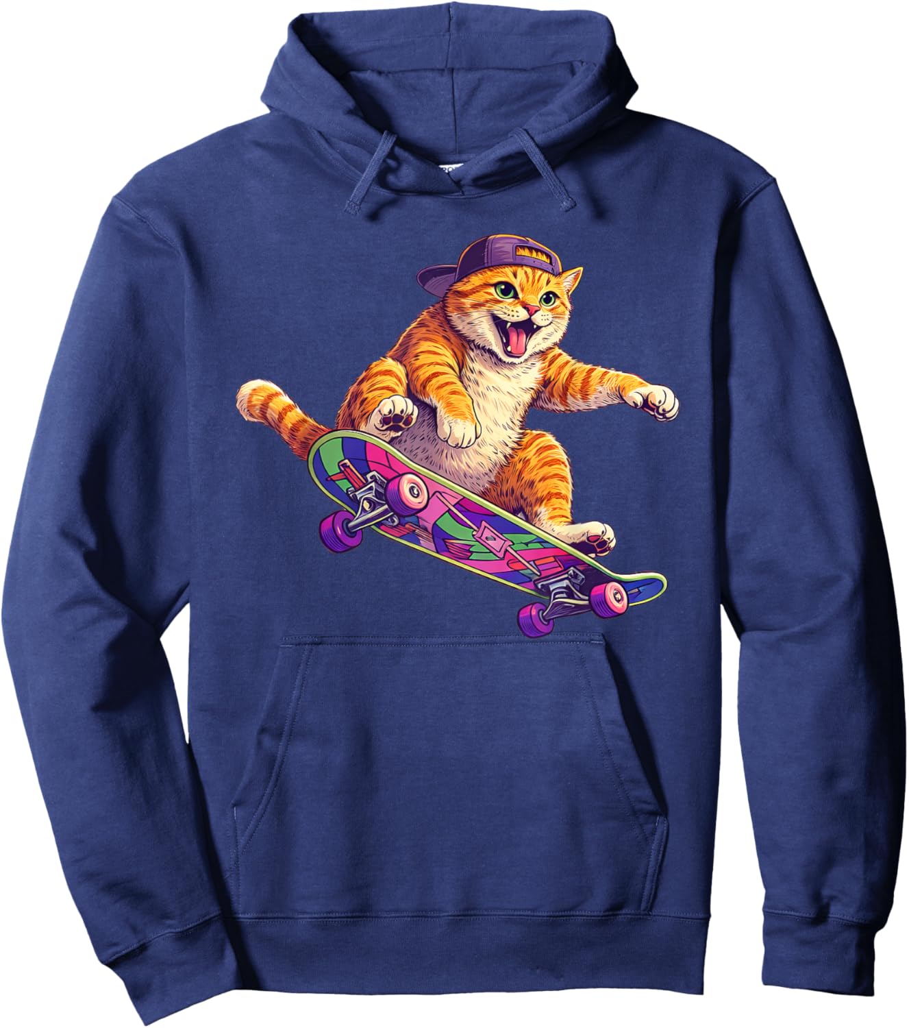 Funny Cat On A Skateboard Skateboarding Hoodie - Hoodie | Navy