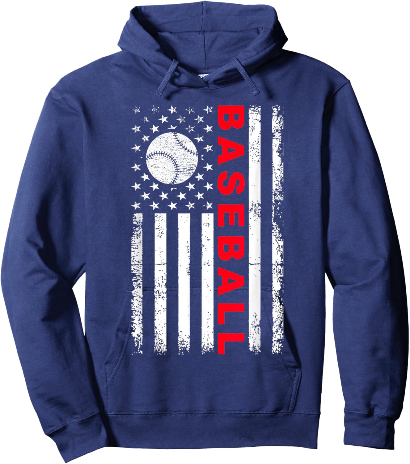 Baseball USA Flag Baseball Lover Baseball dad Hoodie - Hoodie | Navy