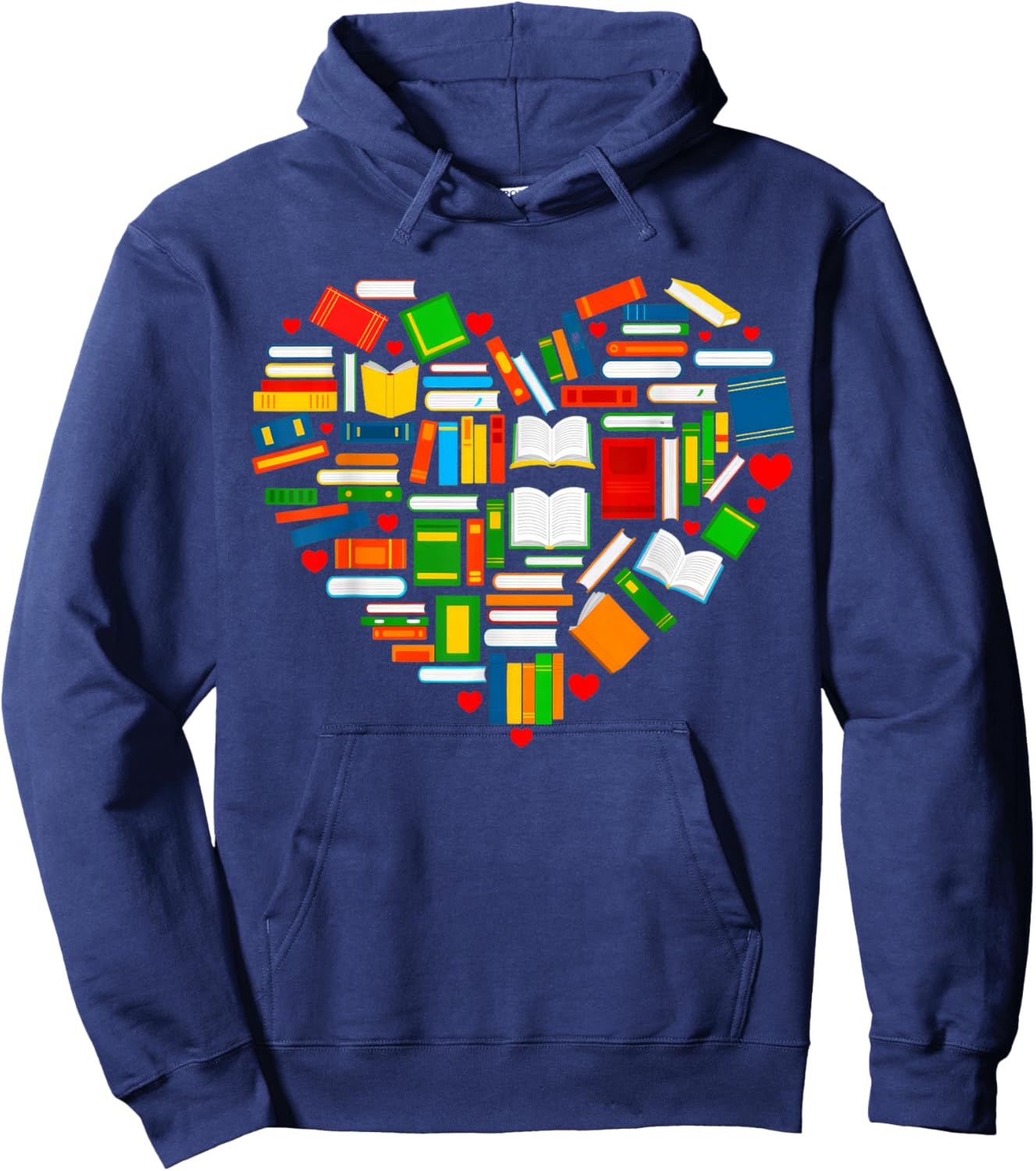 Book Lover Librarian - Books Heart Valentine Hoodie - Hoodie | Navy