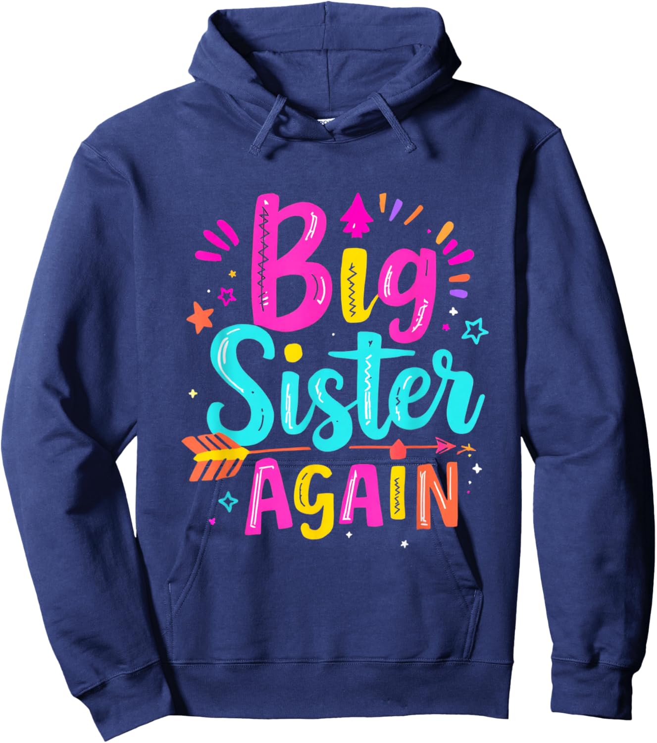 Big Sister Again Big Sister Announcement Hoodie - Hoodie | Navy