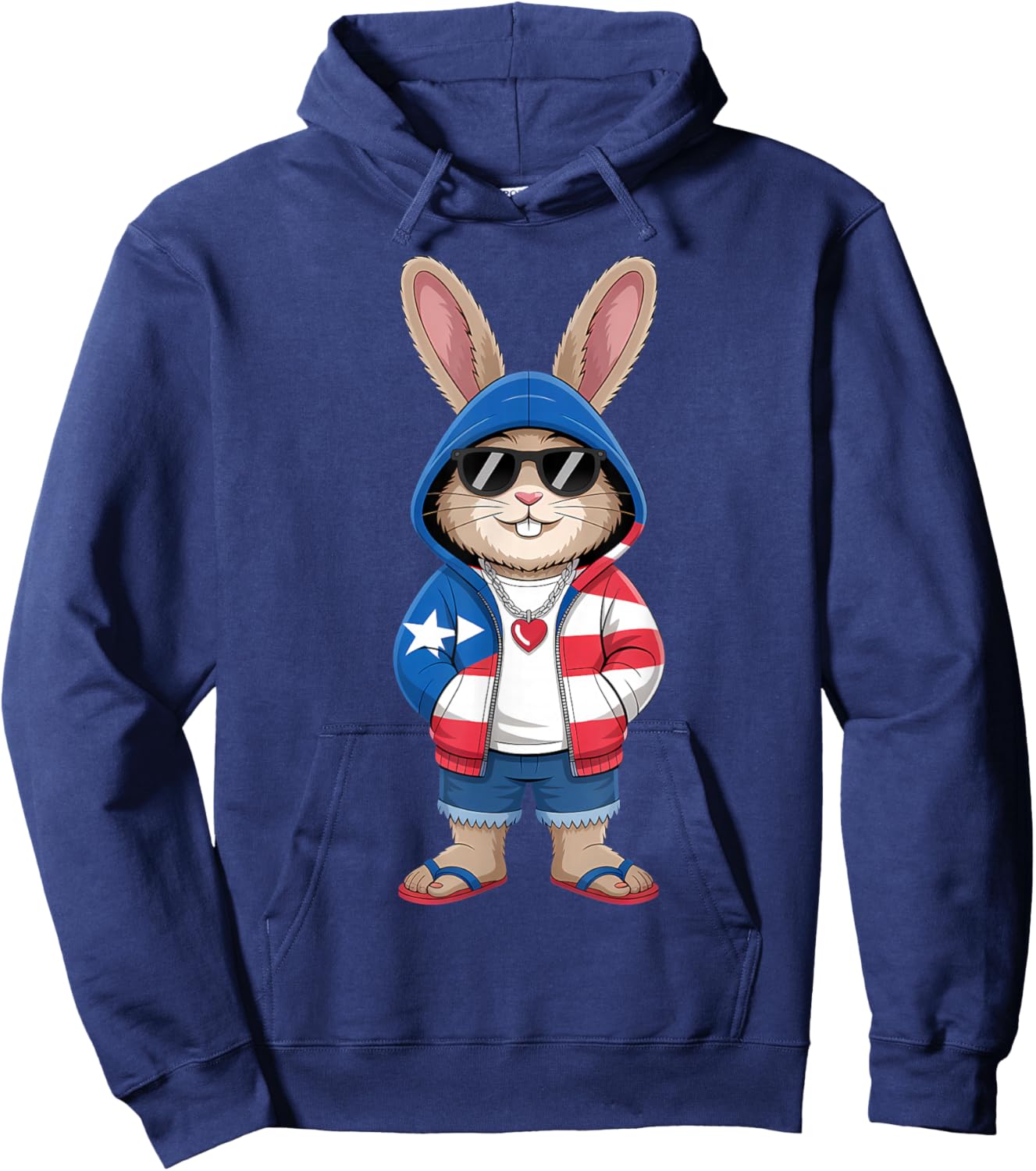 Puerto Rico Rabbit Puerto Rican Flag Bunny Hoodie - Hoodie | Navy