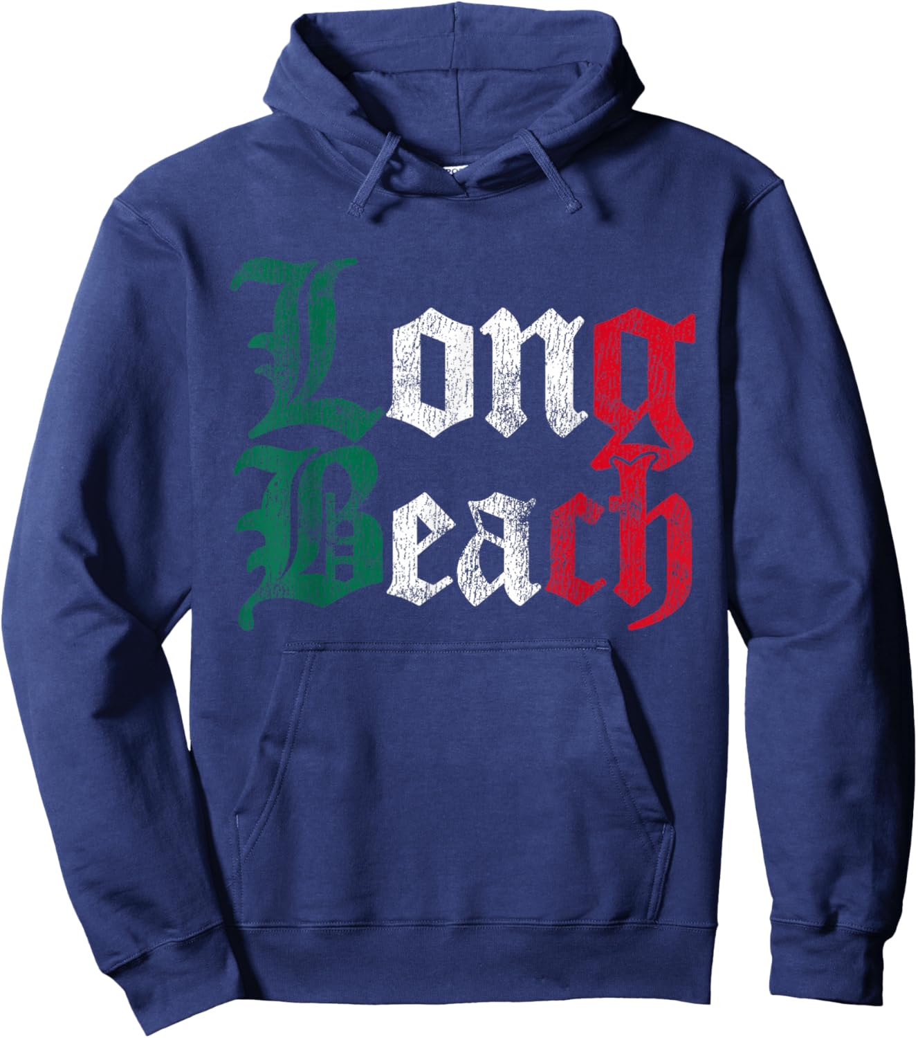 Retro Long Beach California Mexican Flag Hoodie - Hoodie | Navy