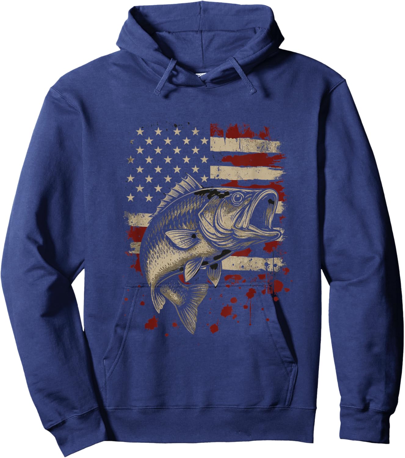 Fish Fishing USA Flag Men Women Fisherman Hoodie - Hoodie | Navy