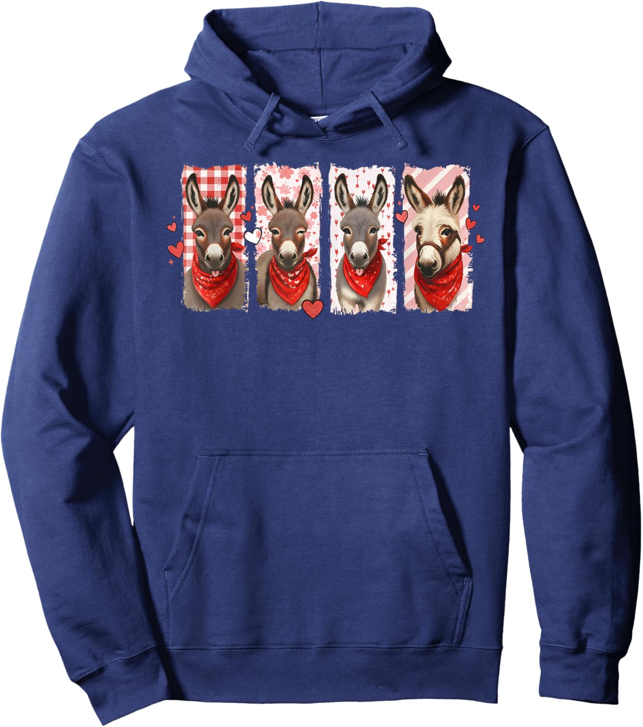 Valentine Colorful Costume Farmer Donkey Lovers Hoodie - Hoodie | Navy