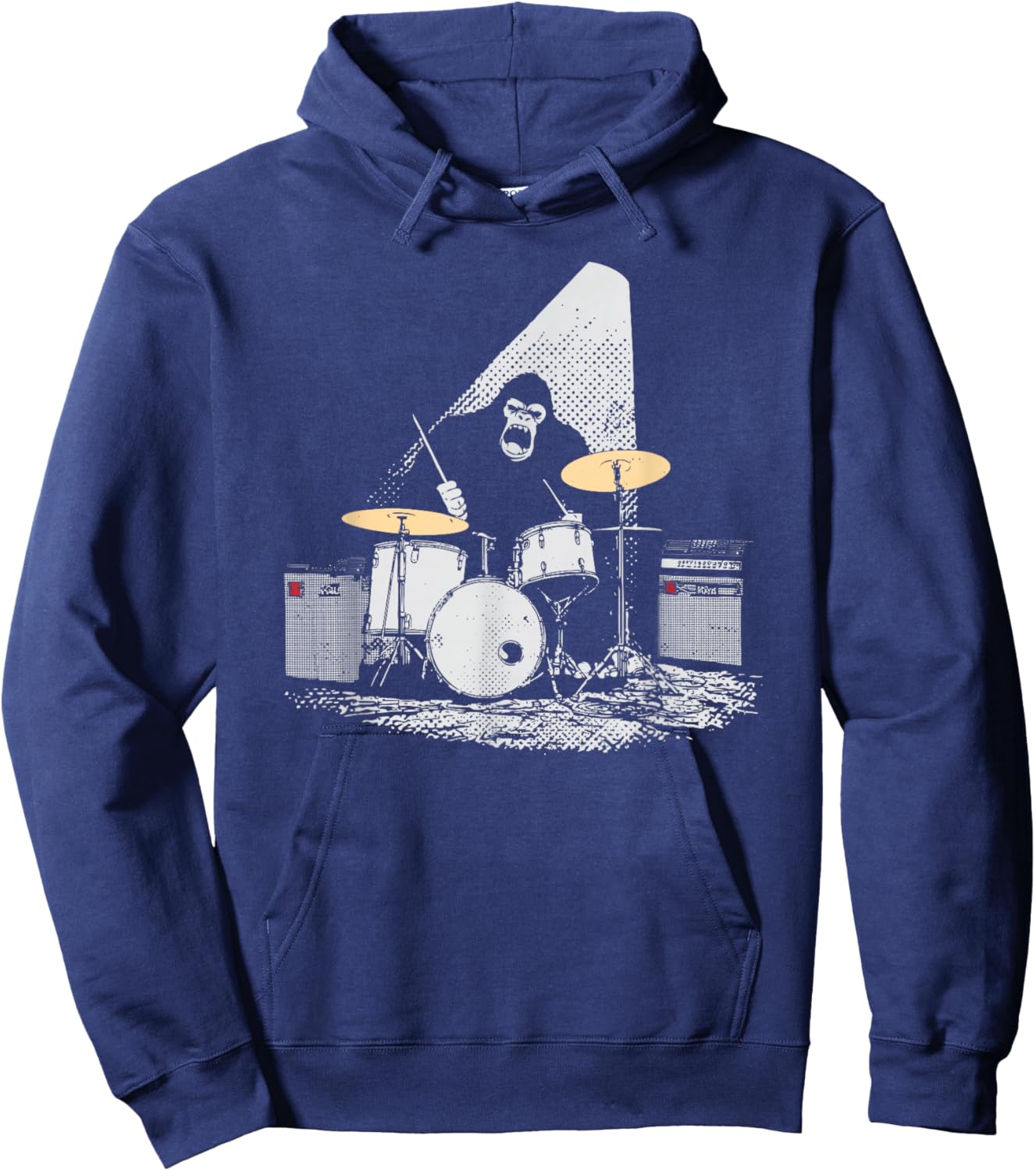 Bigfoot Drummer Retro Drums Hoodie - Hoodie | Navy