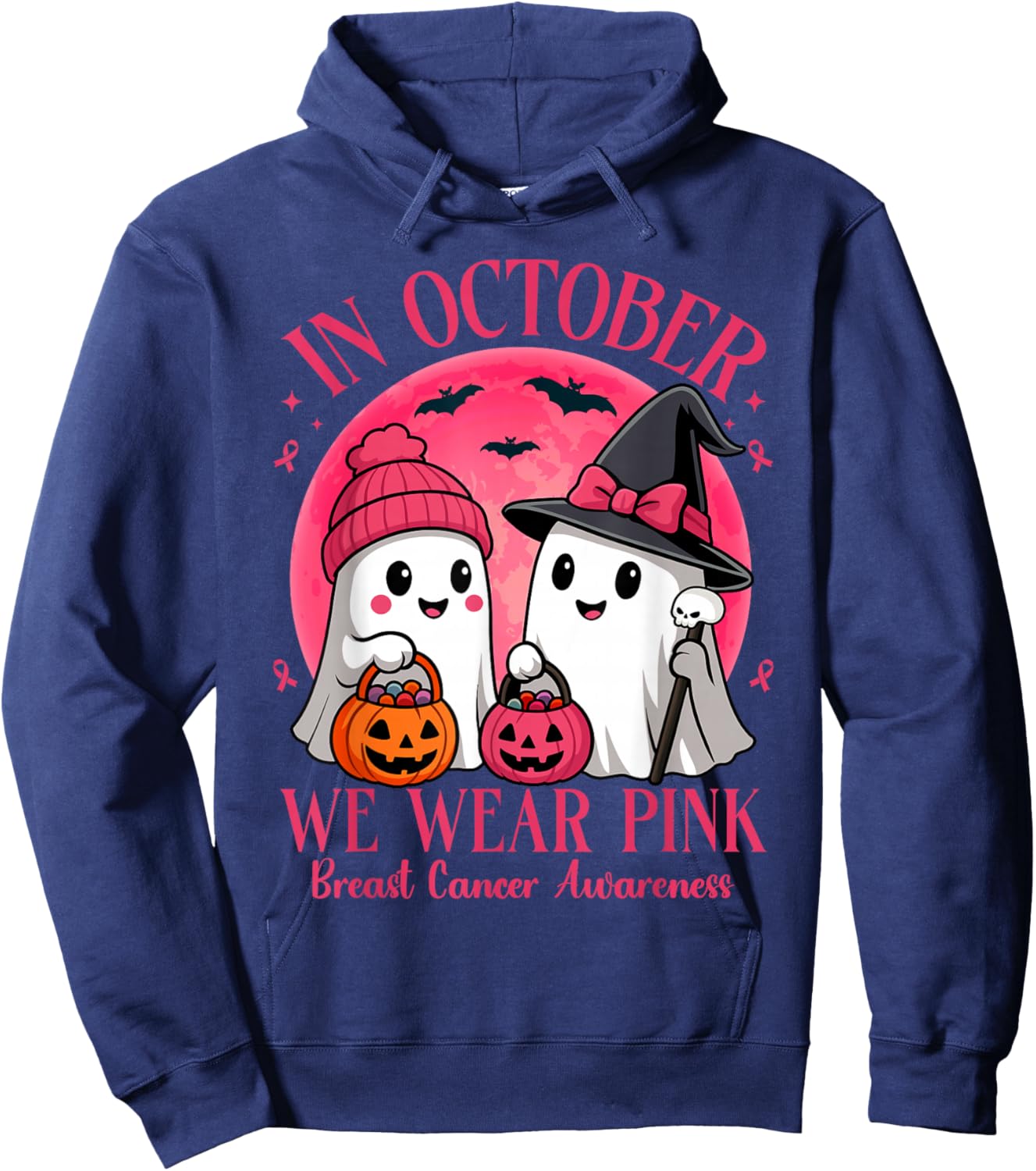 Breast Cancer Halloween in October We Wear Pink Hoodie - Hoodie | Navy