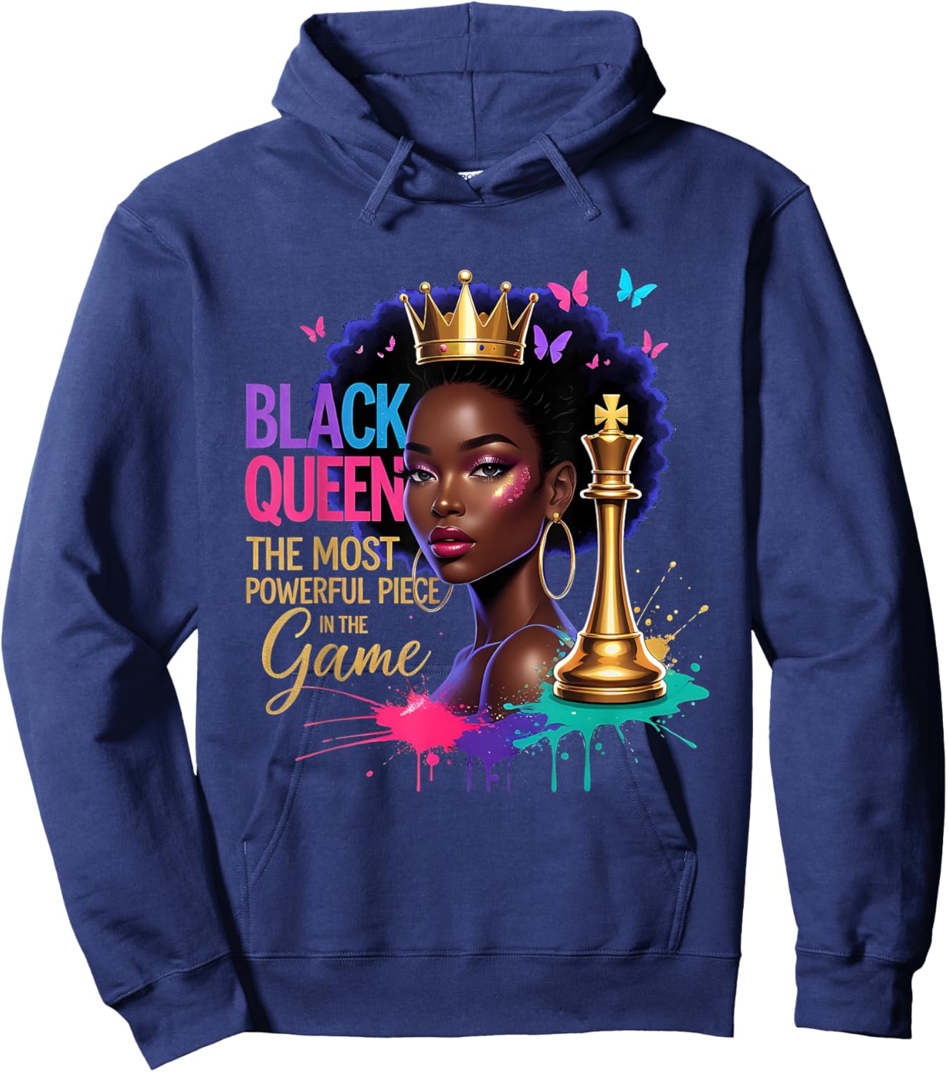 Melanin Queen Afro Girl Black Women African Hoodie - Hoodie | Navy