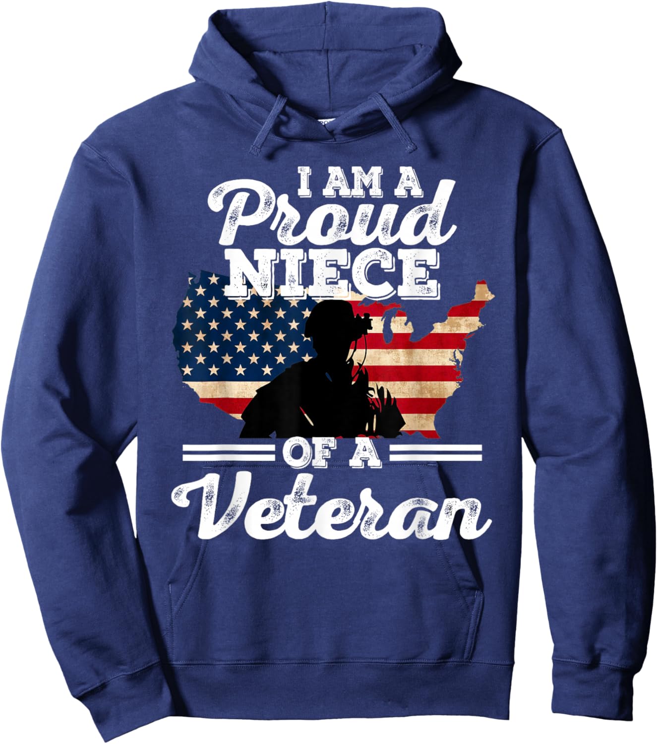 Proud Niece of a Veteran Patriotic Veterans Day Hoodie - Hoodie | Navy