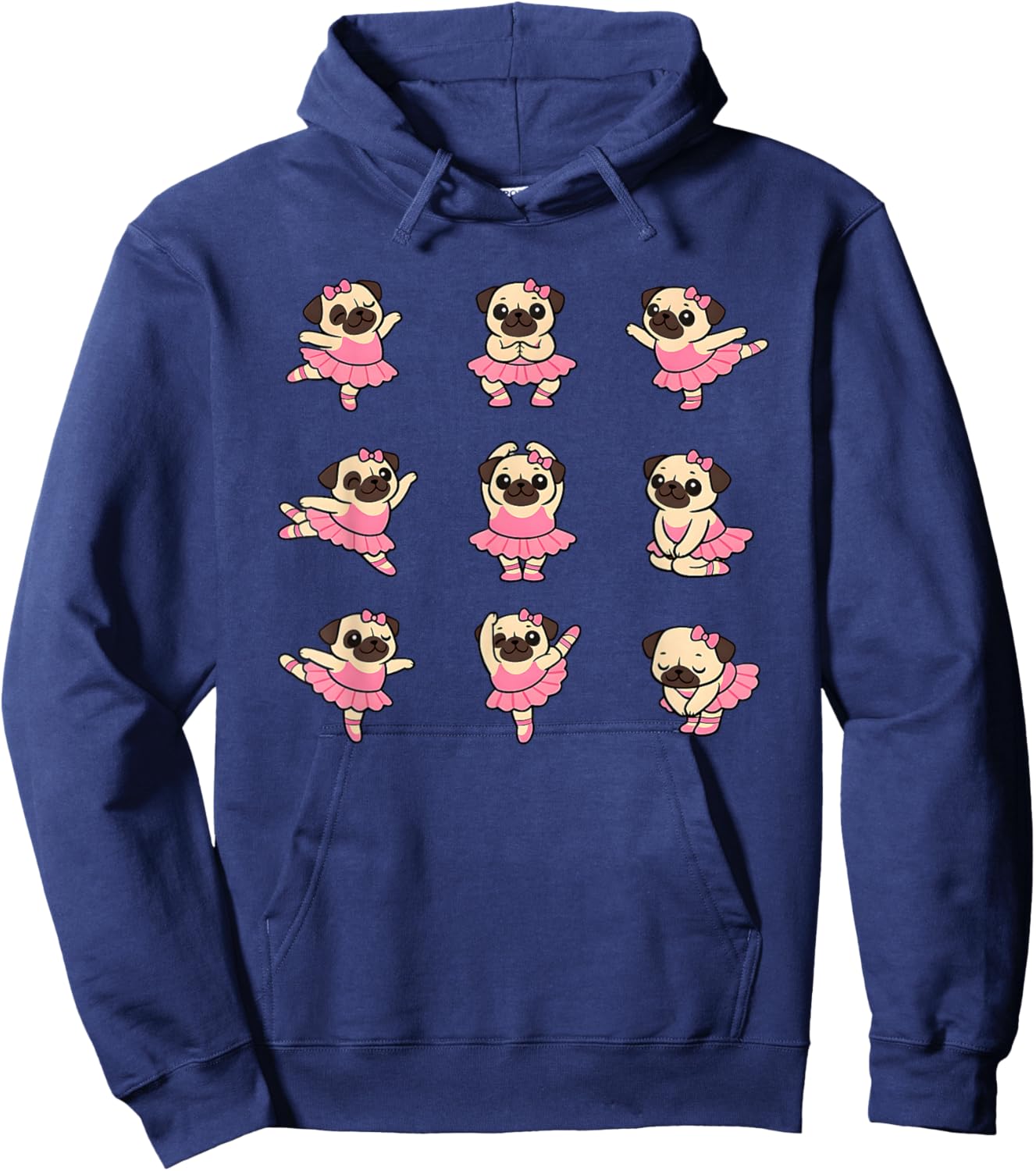 Funny Pug Ballet Ballerina Dance Costume Hoodie - Hoodie | Navy