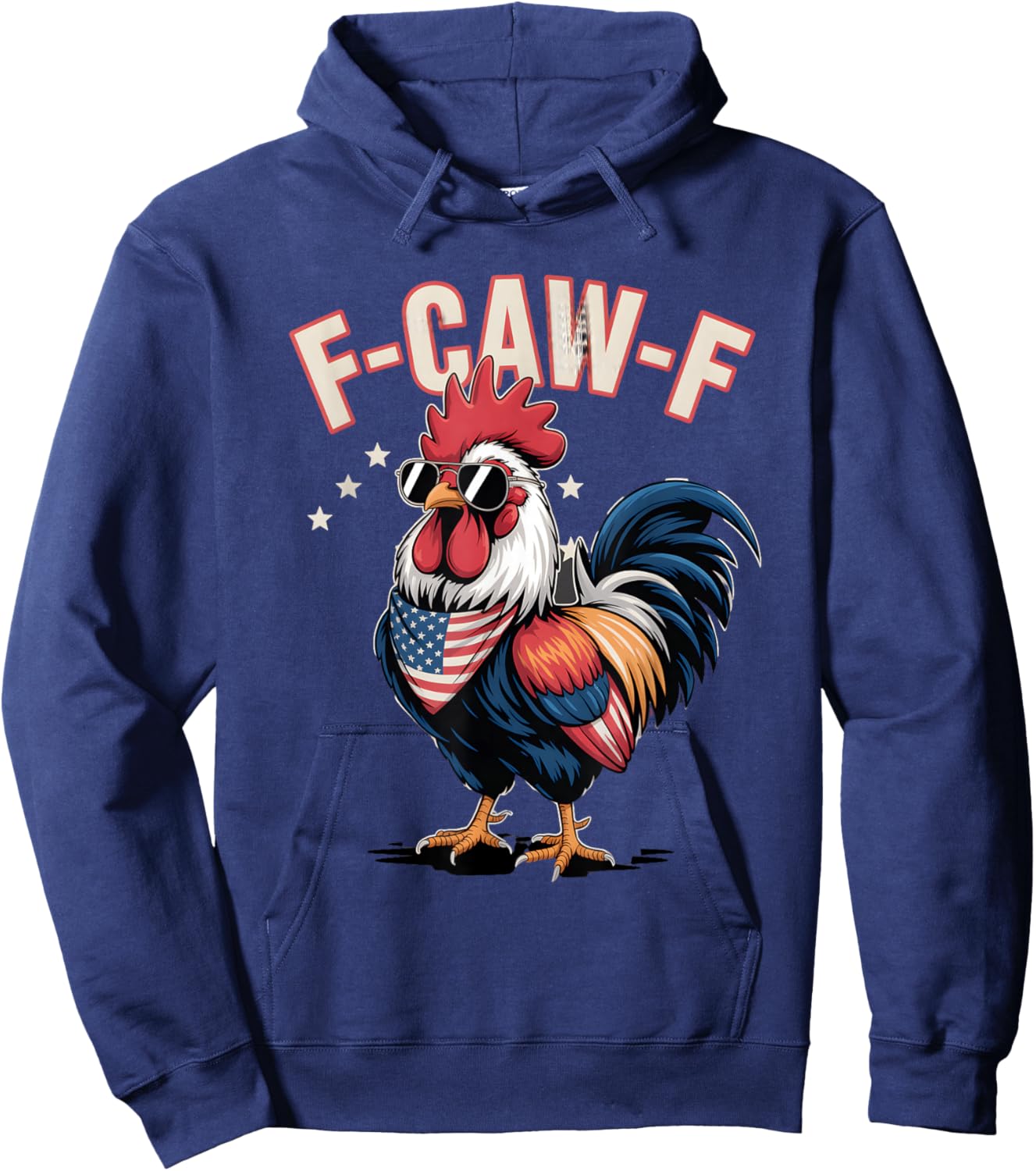 F-Caw-F Patriotic Rooster USA Flag Hoodie - Hoodie | Navy