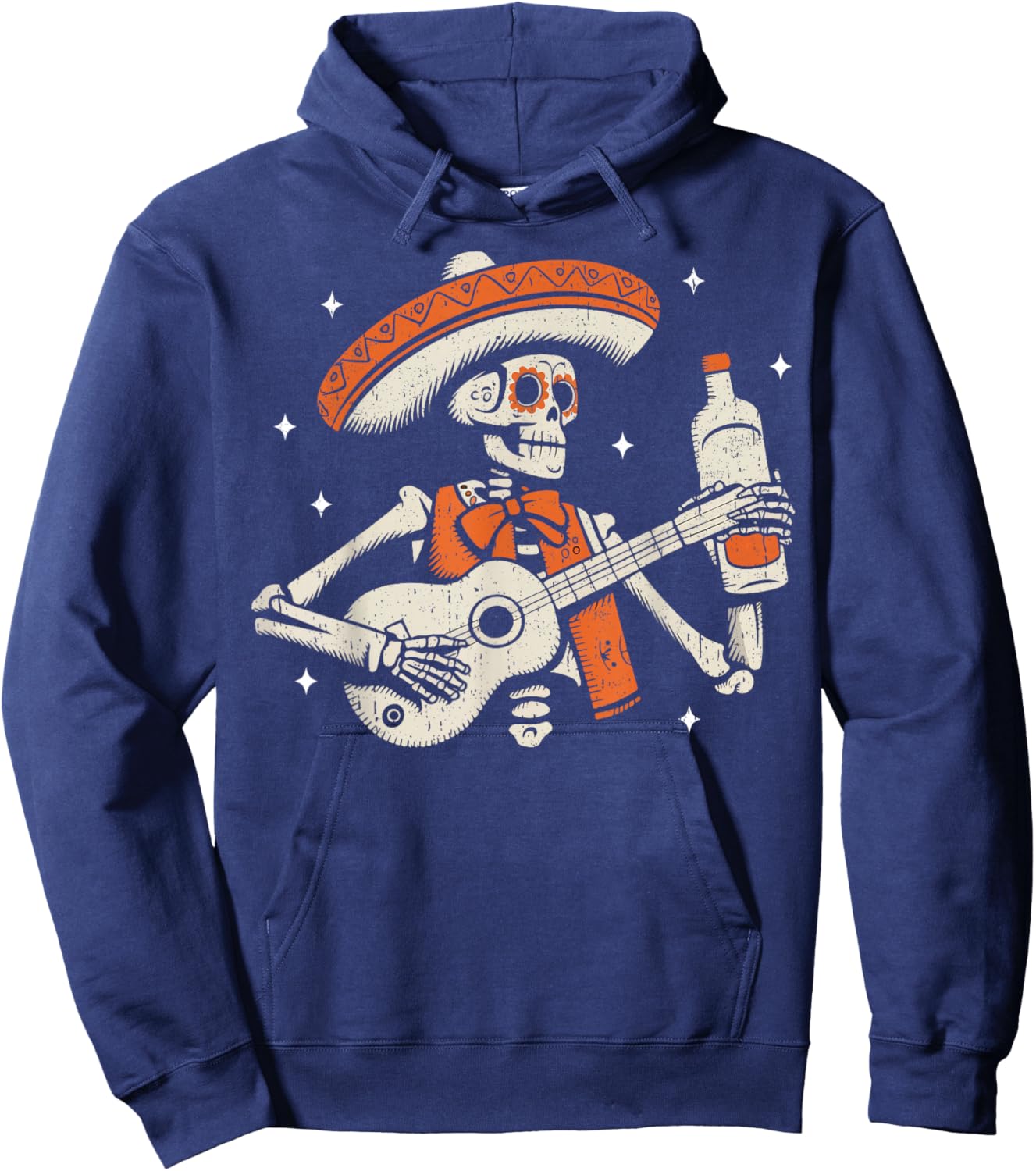 Mexican Skeleton Sombrero Guitar Hoodie - Hoodie | Navy